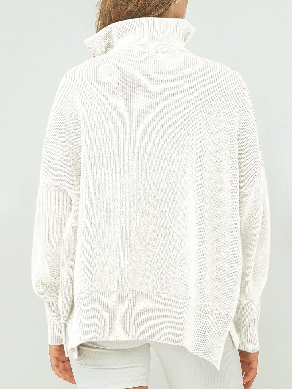 ANRABESS Women's Oversized Fashion Long Sleeve Quarter Zip Baggy Loose Slouchy Sweater Pullover Tops 2025 Fall Outfits