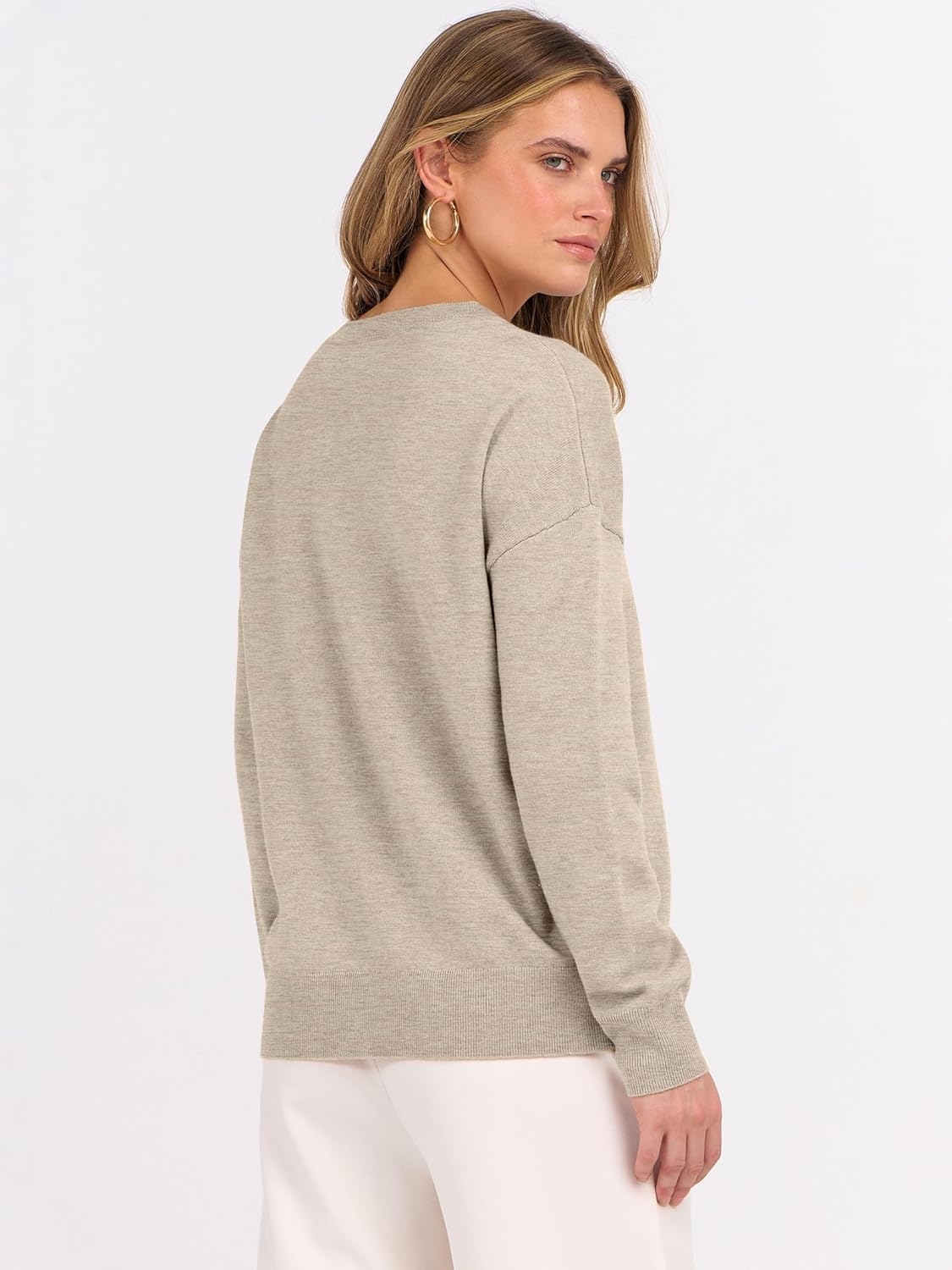 ANRABESS Oversized Sweaters for Women Casual Crewneck Knit Lightweight Chest Pocket Pullover Top 2025 Fall Travel Outfits