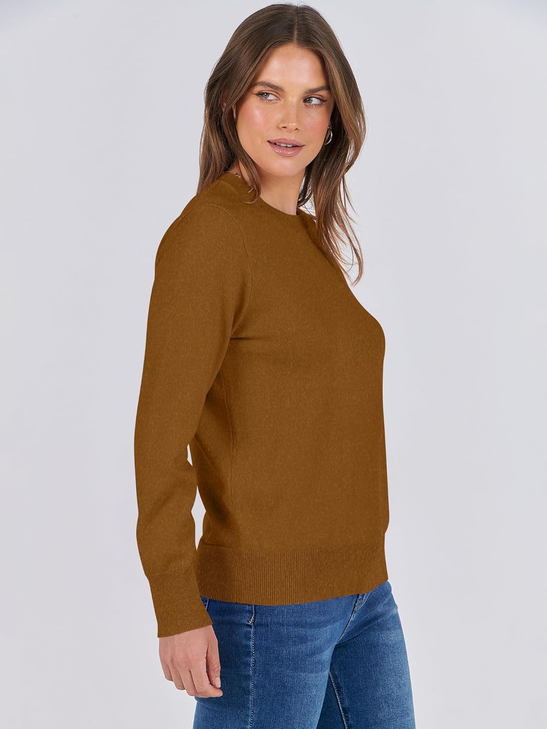 ANRABESS Sweaters for Women Long Sleeve Lightweight Crewneck Soft Basic Knit Loose Fit Pullover Top 2025 Fall Trendy Outfits