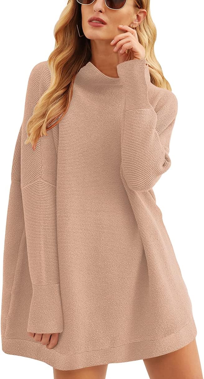 ANRABESS Women Oversized Casual Loose Turtleneck Long Sleeve Slouchy Baggy Knit Tunic Sweaters Pullover 2025 Fall Outfits