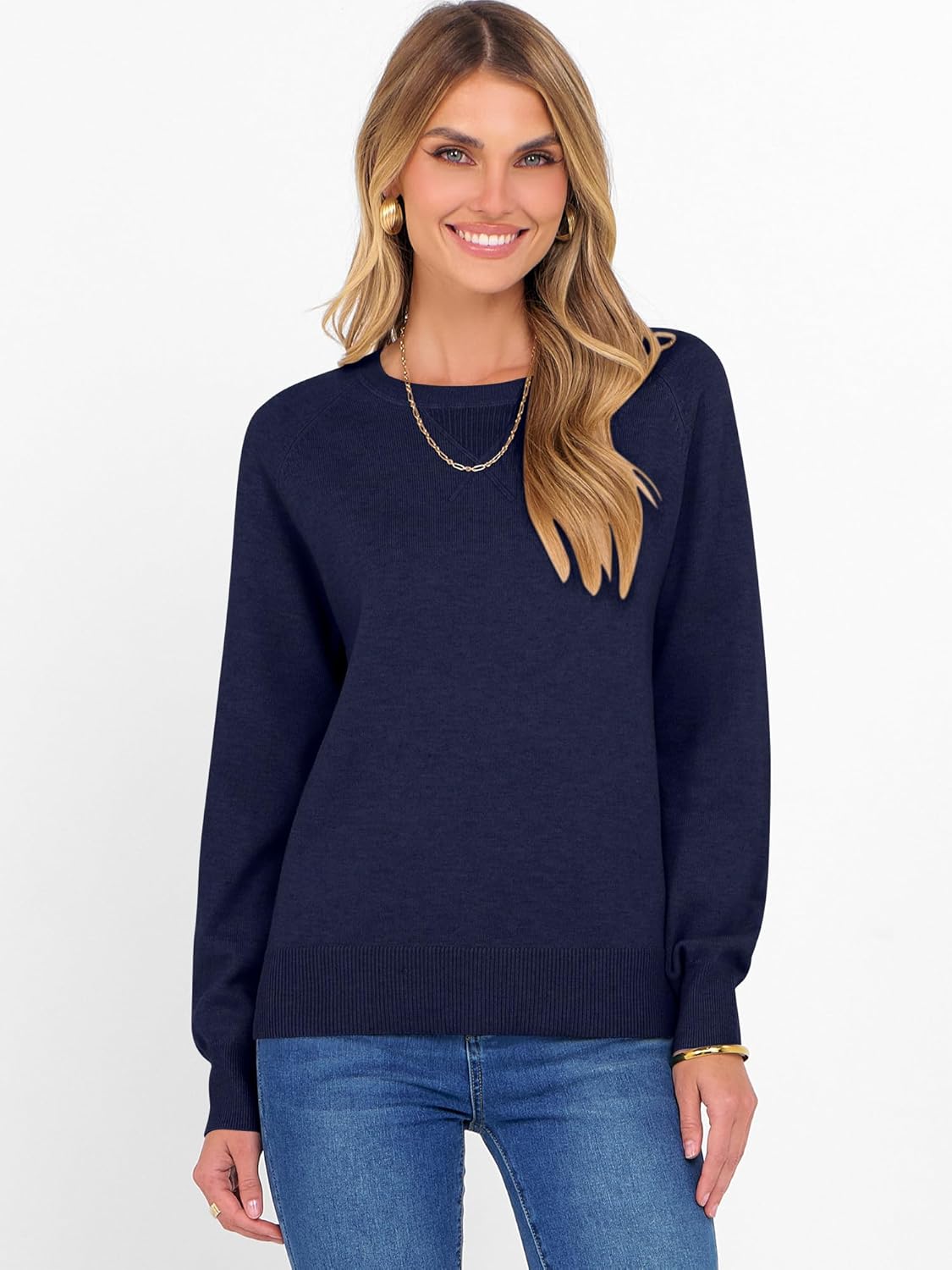 ANRABESS Sweater for Women Long Sleeve Crewneck 2025 Fall Winter Soft Loose Fit Basic Knit Pullover Sweaters Top Outfits