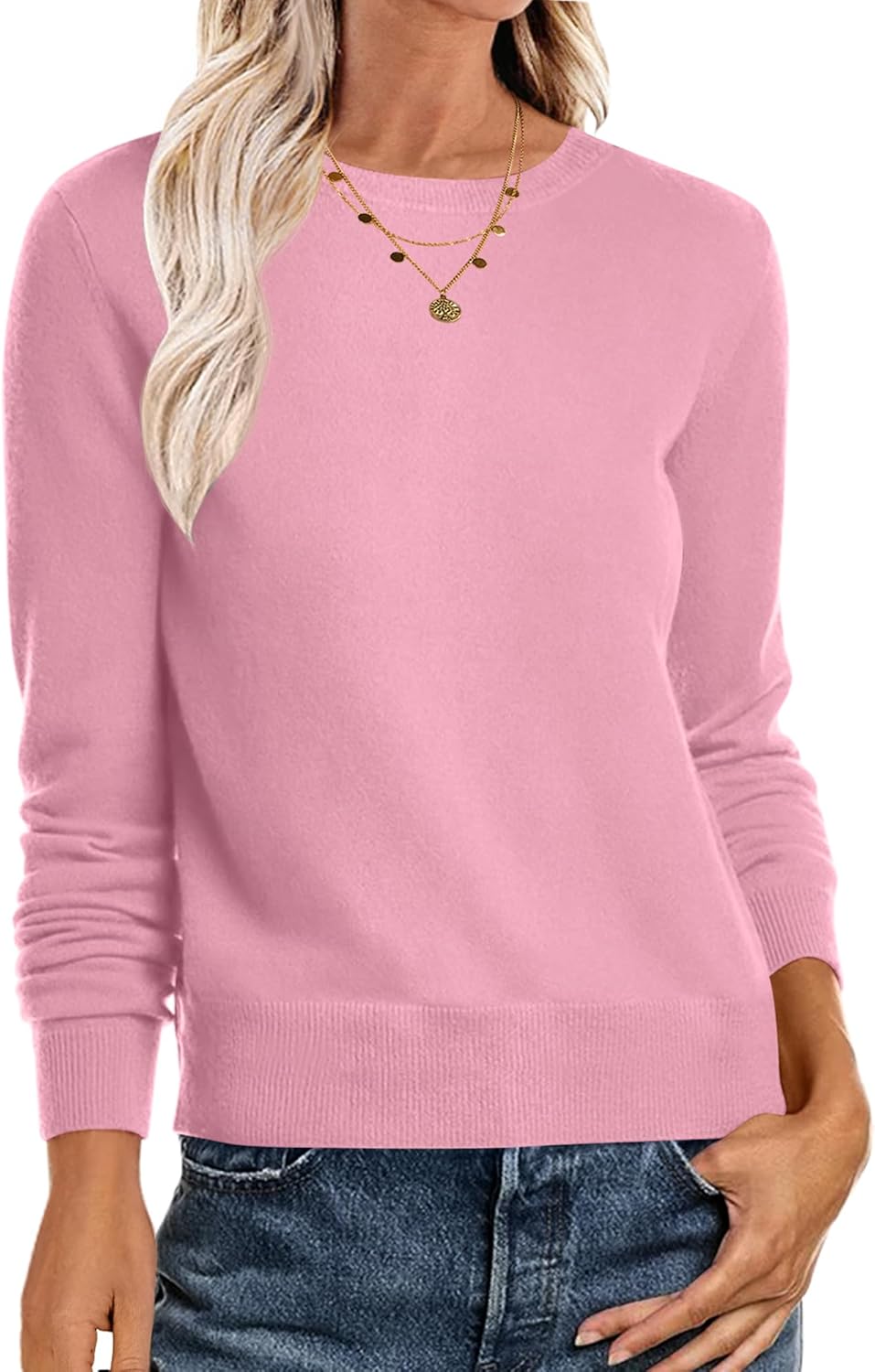 ANRABESS Sweaters for Women Long Sleeve Lightweight Crewneck Soft Basic Knit Loose Fit Pullover Top 2025 Fall Trendy Outfits