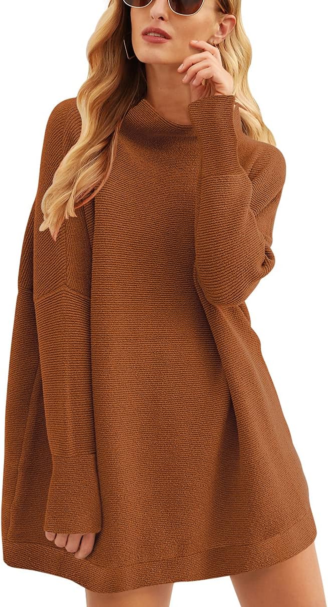ANRABESS Women Oversized Casual Loose Turtleneck Long Sleeve Slouchy Baggy Knit Tunic Sweaters Pullover 2025 Fall Outfits