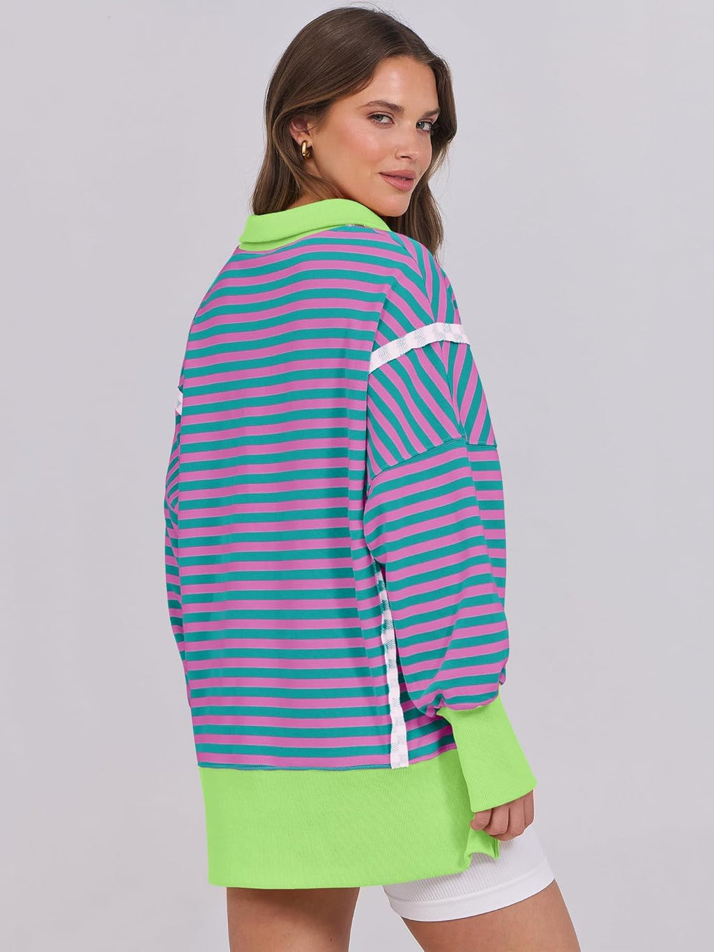 ANRABESS Women's Sweatshirts Oversized Casual Loose Button Up Henley Pullover Top High Low Split 2025 Fall Fashion Outfits