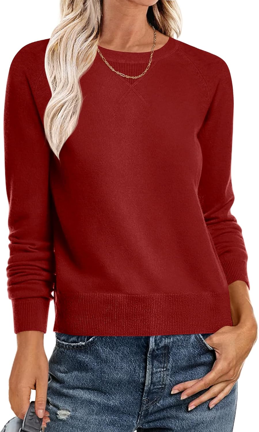 ANRABESS Sweater for Women Long Sleeve Crewneck 2025 Fall Winter Soft Loose Fit Basic Knit Pullover Sweaters Top Outfits