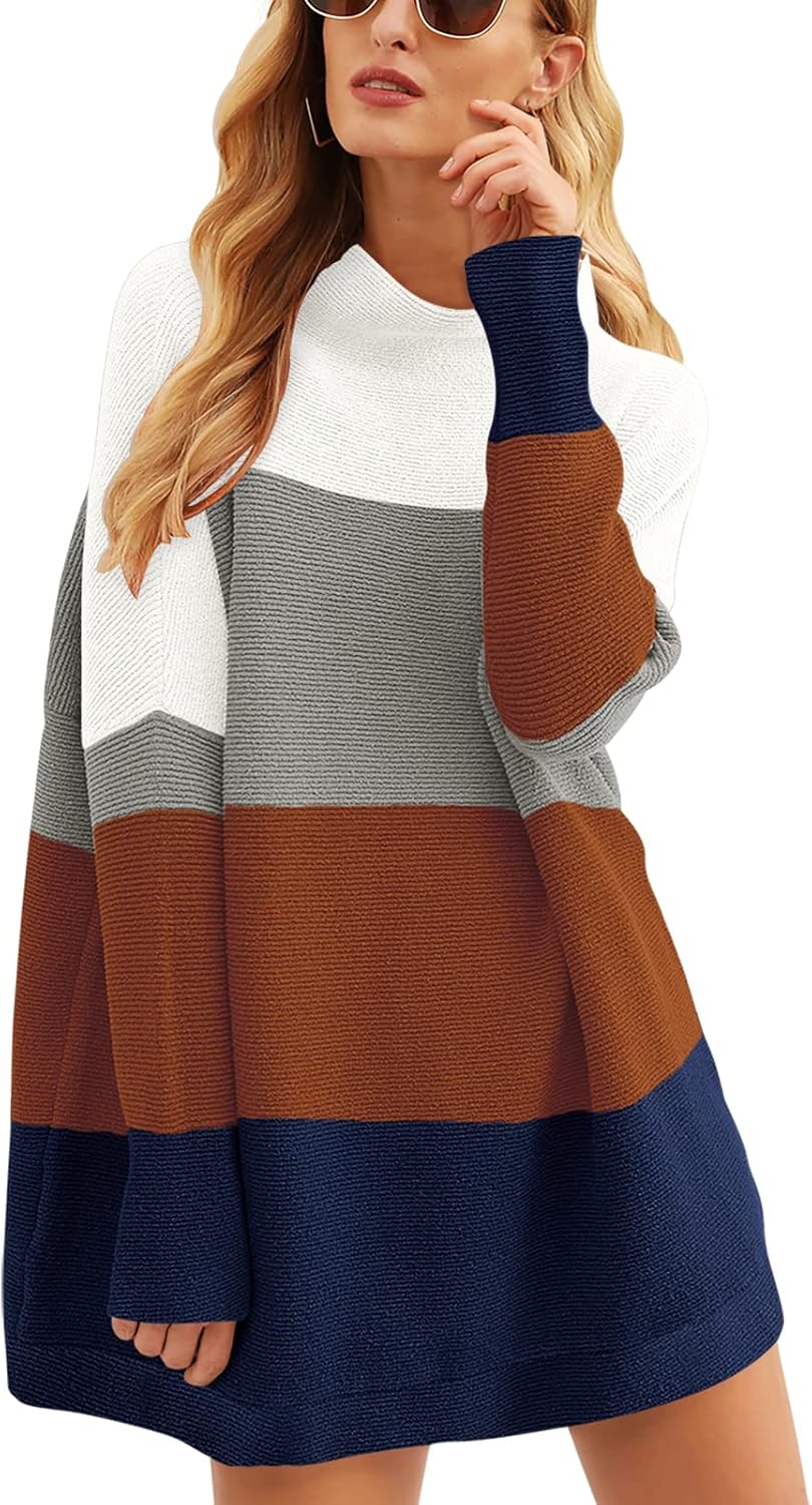 ANRABESS Women Oversized Casual Loose Turtleneck Long Sleeve Slouchy Baggy Knit Tunic Sweaters Pullover 2025 Fall Outfits