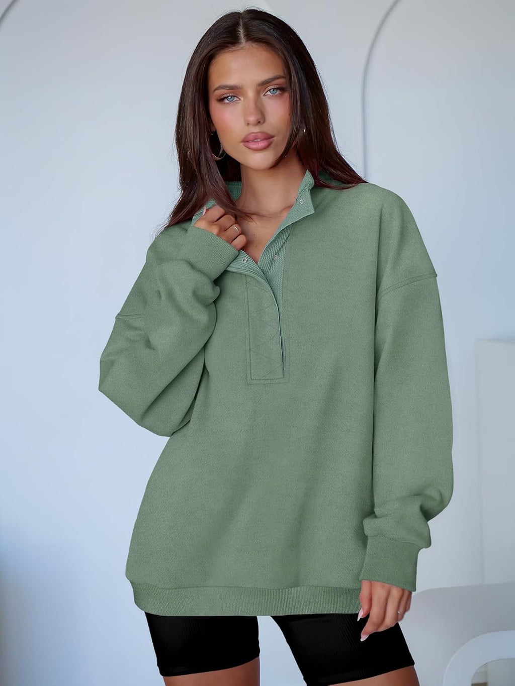 ANRABESS Womens Oversized Sweatshirt Long Sleeve Henley Pullover Tops 2025 Fall Casual Button Loose Fit Teens Fashion Outfits