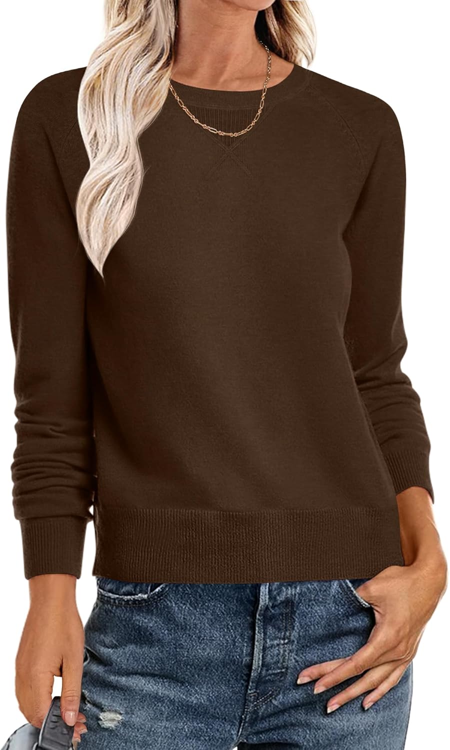 ANRABESS Sweater for Women Long Sleeve Crewneck 2025 Fall Winter Soft Loose Fit Basic Knit Pullover Sweaters Top Outfits