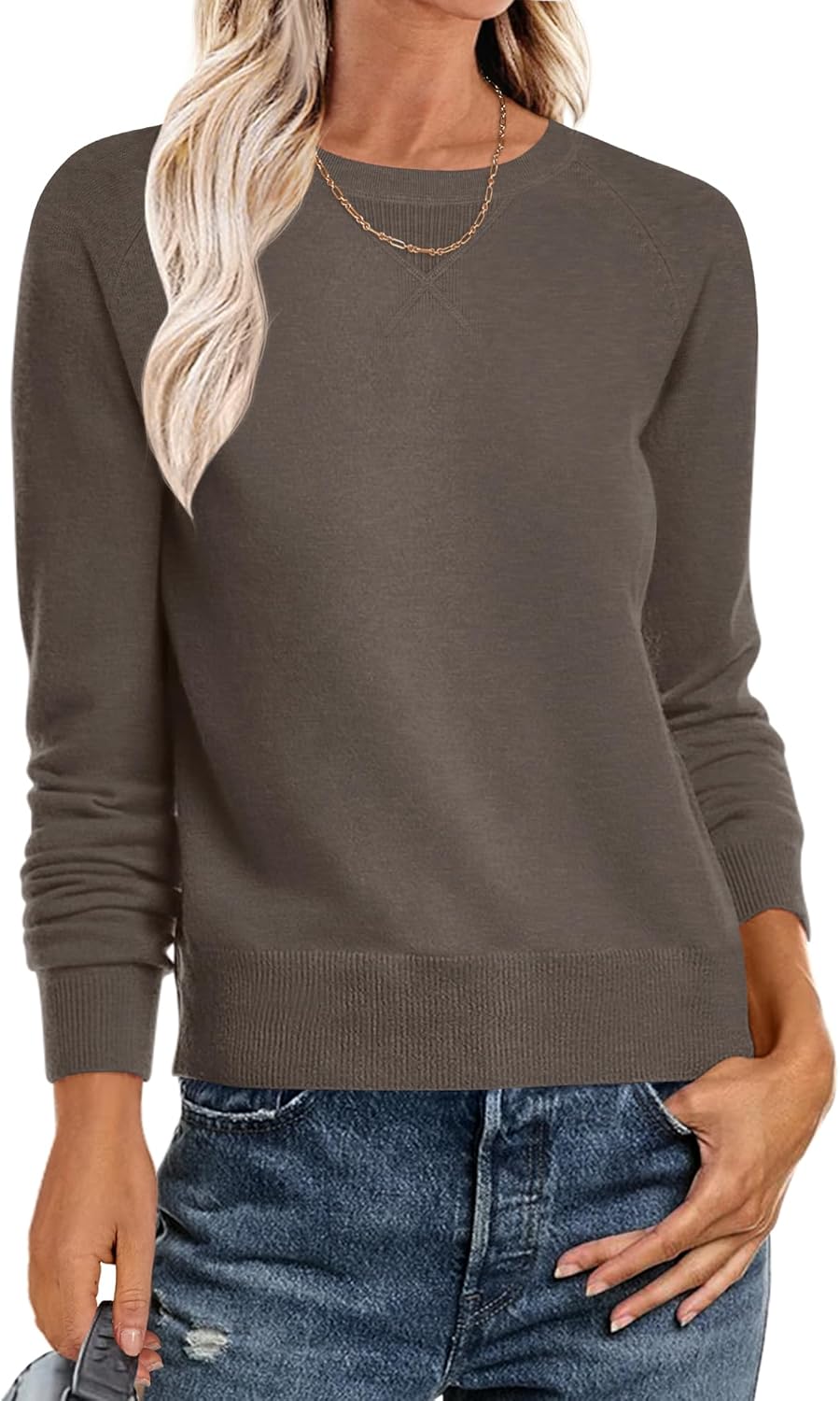 ANRABESS Sweater for Women Long Sleeve Crewneck 2025 Fall Winter Soft Loose Fit Basic Knit Pullover Sweaters Top Outfits