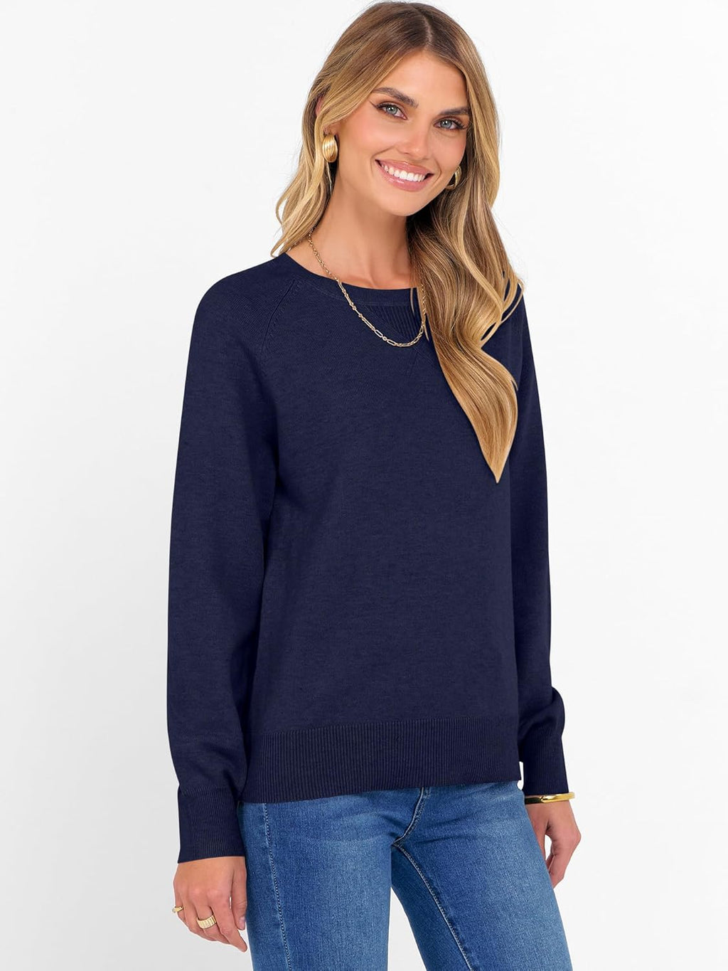 ANRABESS Sweater for Women Long Sleeve Crewneck 2025 Fall Winter Soft Loose Fit Basic Knit Pullover Sweaters Top Outfits