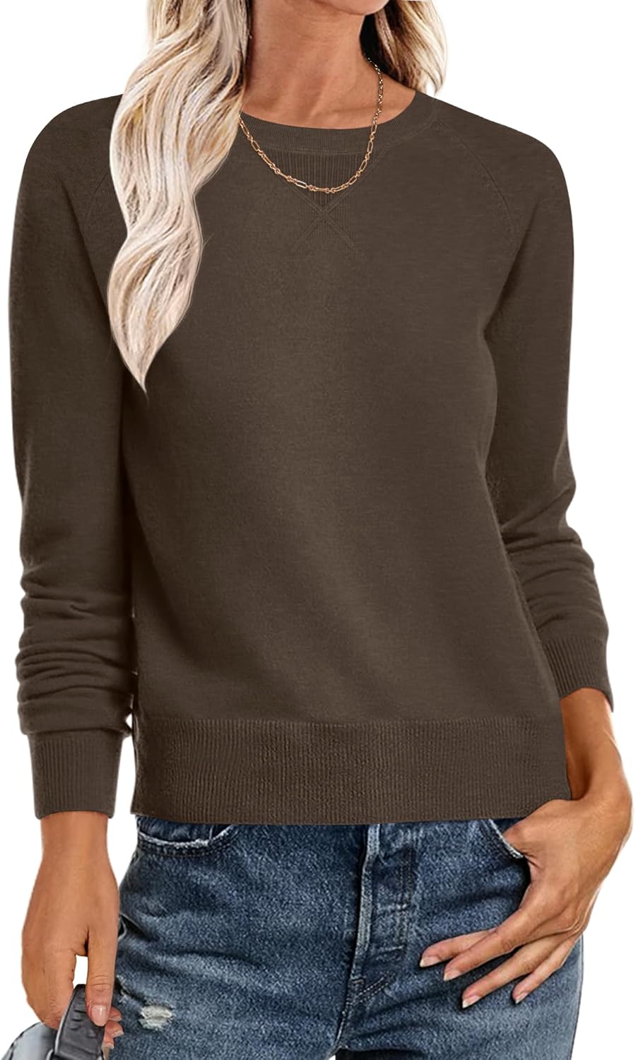 ANRABESS Sweater for Women Long Sleeve Crewneck 2025 Fall Winter Soft Loose Fit Basic Knit Pullover Sweaters Top Outfits