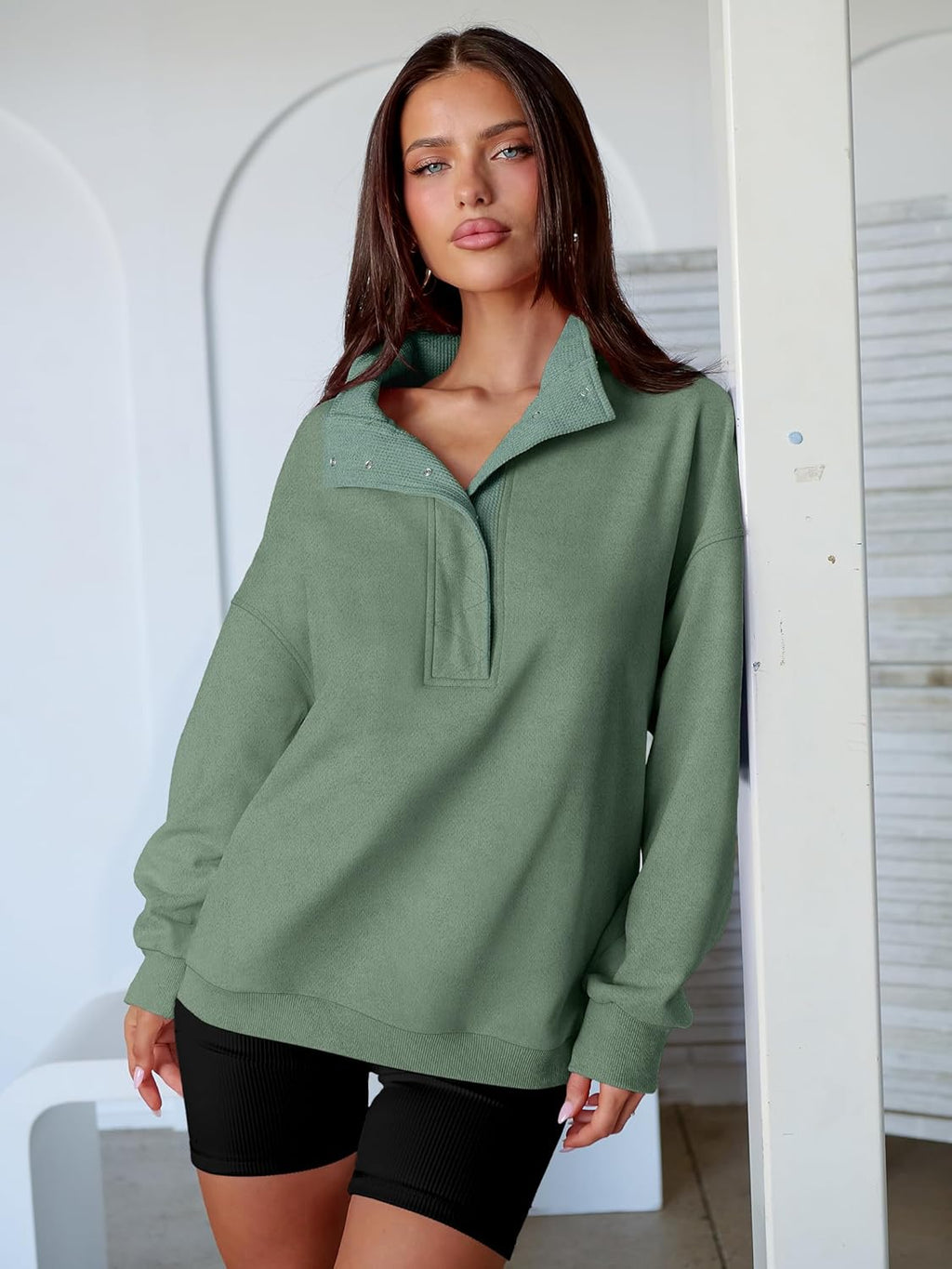 ANRABESS Womens Oversized Sweatshirt Long Sleeve Henley Pullover Tops 2025 Fall Casual Button Loose Fit Teens Fashion Outfits