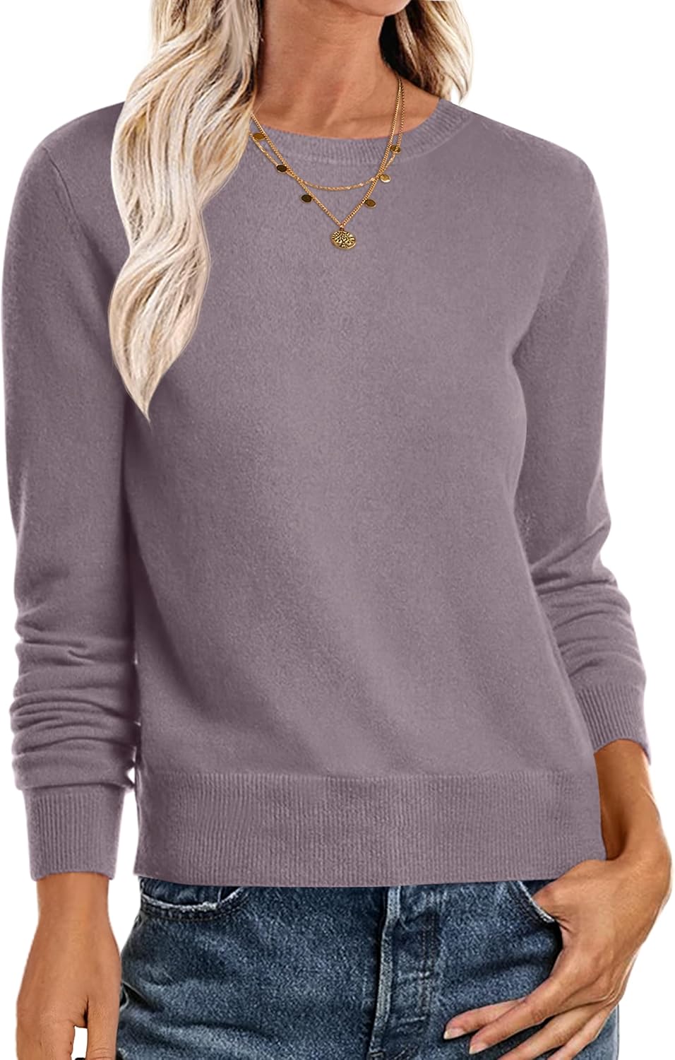 ANRABESS Sweaters for Women Long Sleeve Lightweight Crewneck Soft Basic Knit Loose Fit Pullover Top 2025 Fall Trendy Outfits