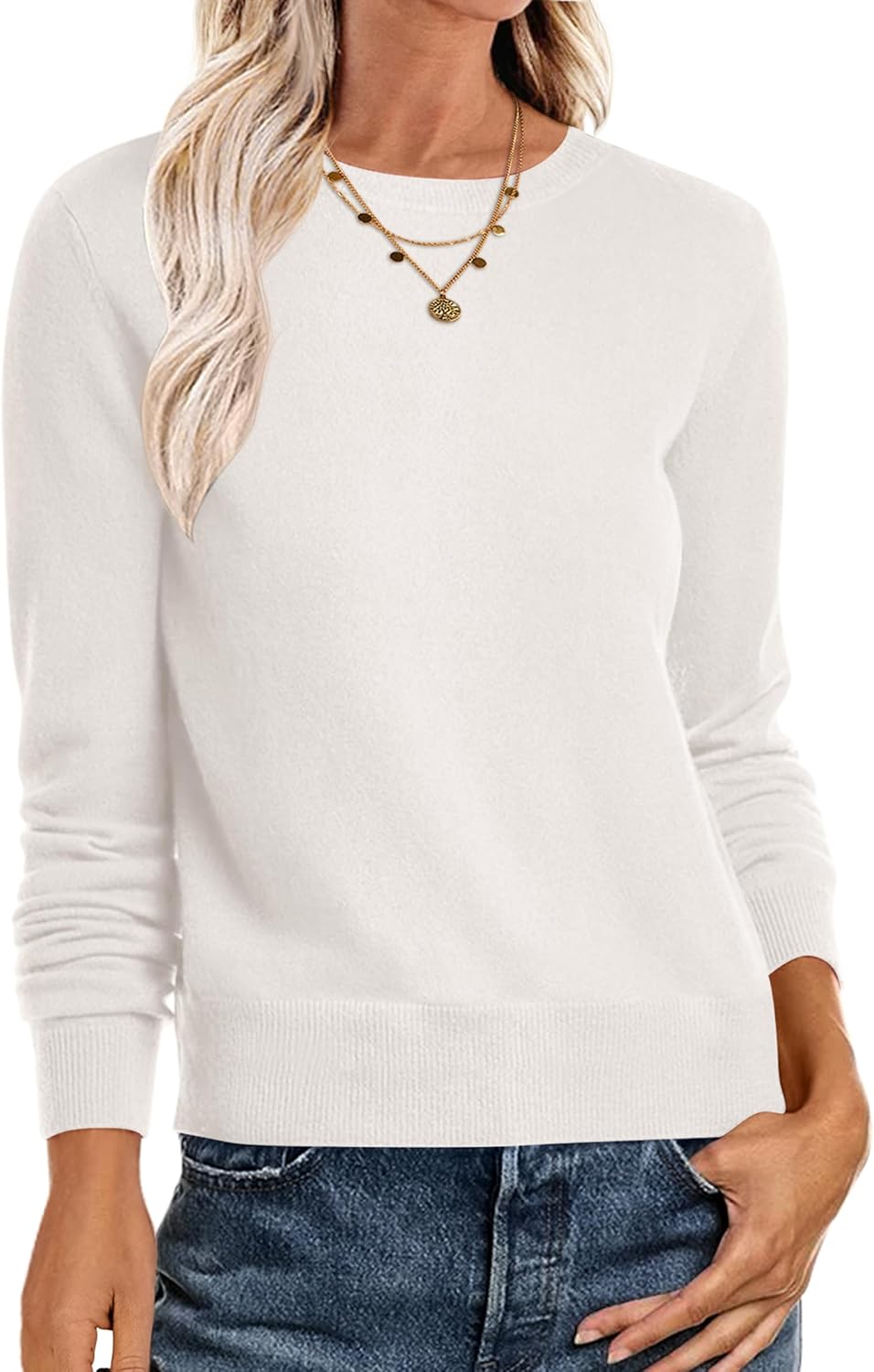 ANRABESS Sweaters for Women Long Sleeve Lightweight Crewneck Soft Basic Knit Loose Fit Pullover Top 2025 Fall Trendy Outfits