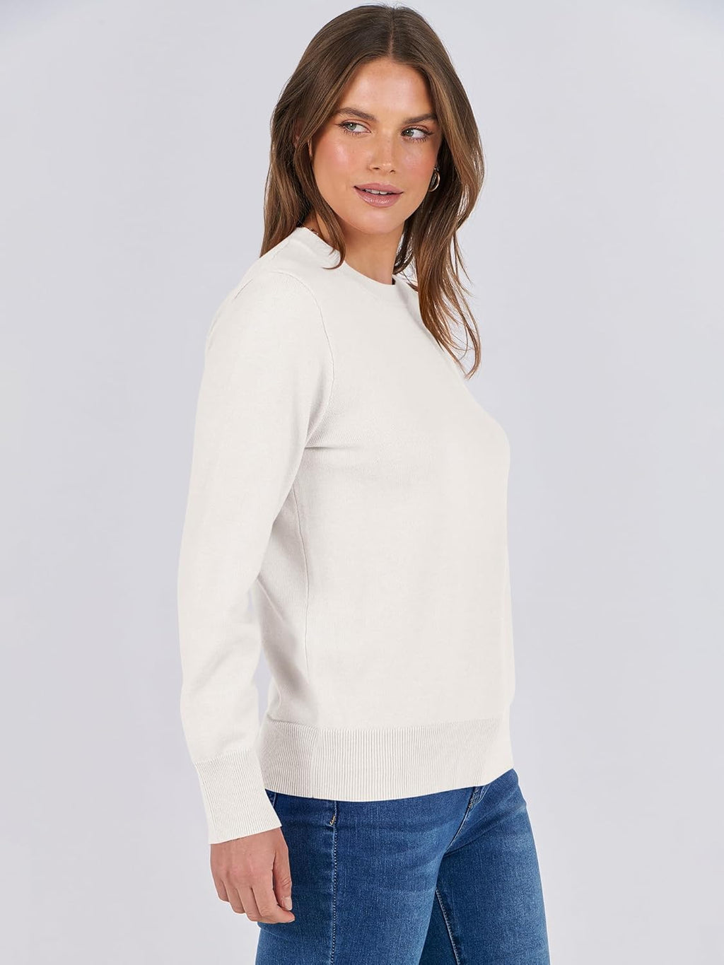 ANRABESS Sweaters for Women Long Sleeve Lightweight Crewneck Soft Basic Knit Loose Fit Pullover Top 2025 Fall Trendy Outfits