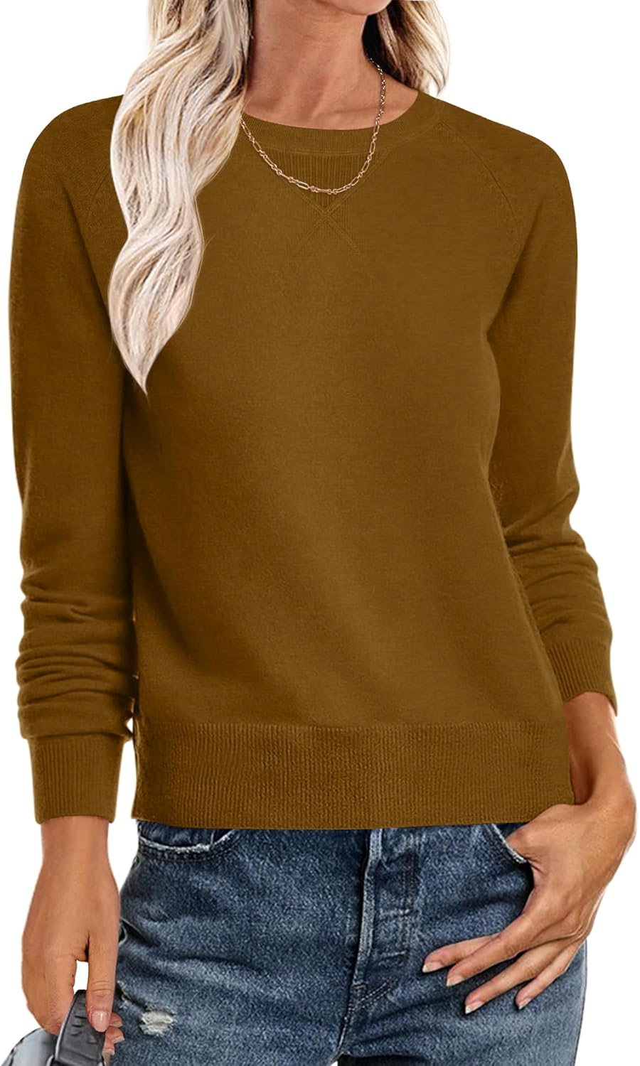 ANRABESS Sweater for Women Long Sleeve Crewneck 2025 Fall Winter Soft Loose Fit Basic Knit Pullover Sweaters Top Outfits