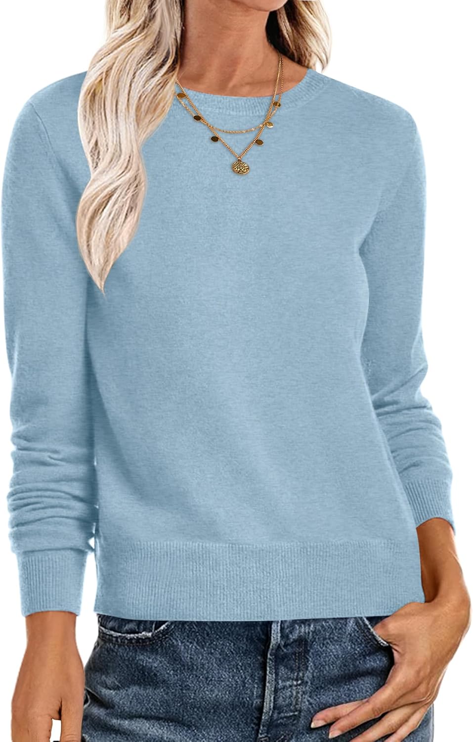 ANRABESS Sweaters for Women Long Sleeve Lightweight Crewneck Soft Basic Knit Loose Fit Pullover Top 2025 Fall Trendy Outfits