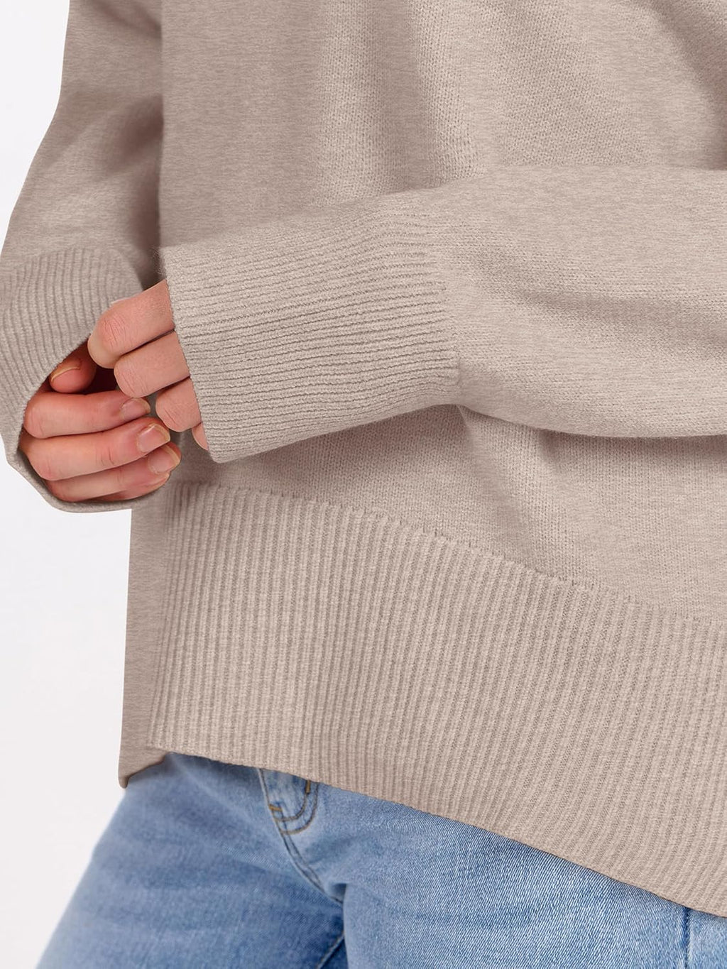 ANRABESS Sweaters for Women 2025 Fall Long Sleeve Casual Loose Fit Knitted High Low Hem Basic Pullover Sweater Tops