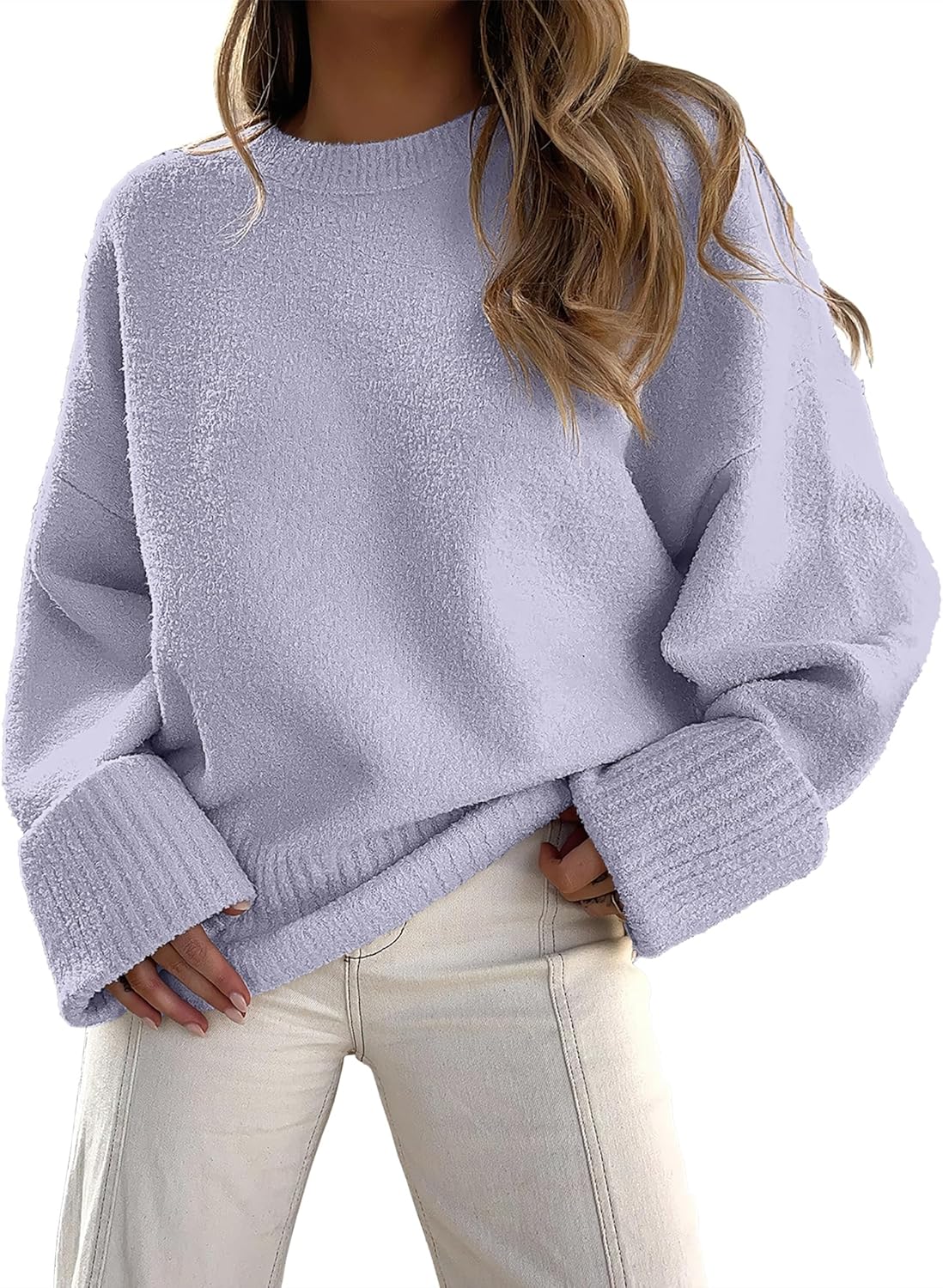 ANRABESS Women's Oversized Sweaters 2025 Long Sleeve Fuzzy Knit Casual Chunky Pullover Sweater Fall Outfits Clothes