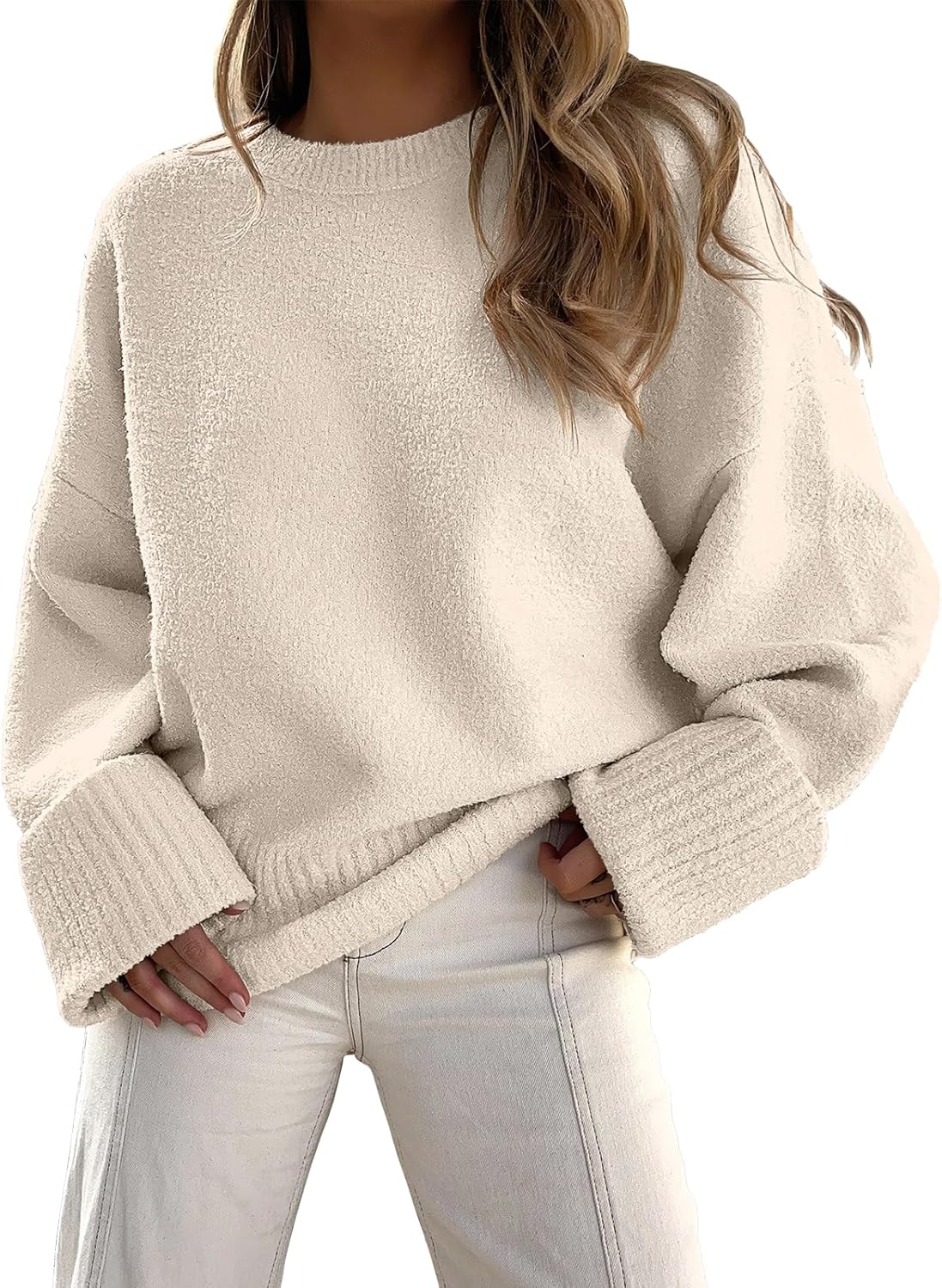ANRABESS Women's Oversized Sweaters 2025 Long Sleeve Fuzzy Knit Casual Chunky Pullover Sweater Fall Outfits Clothes