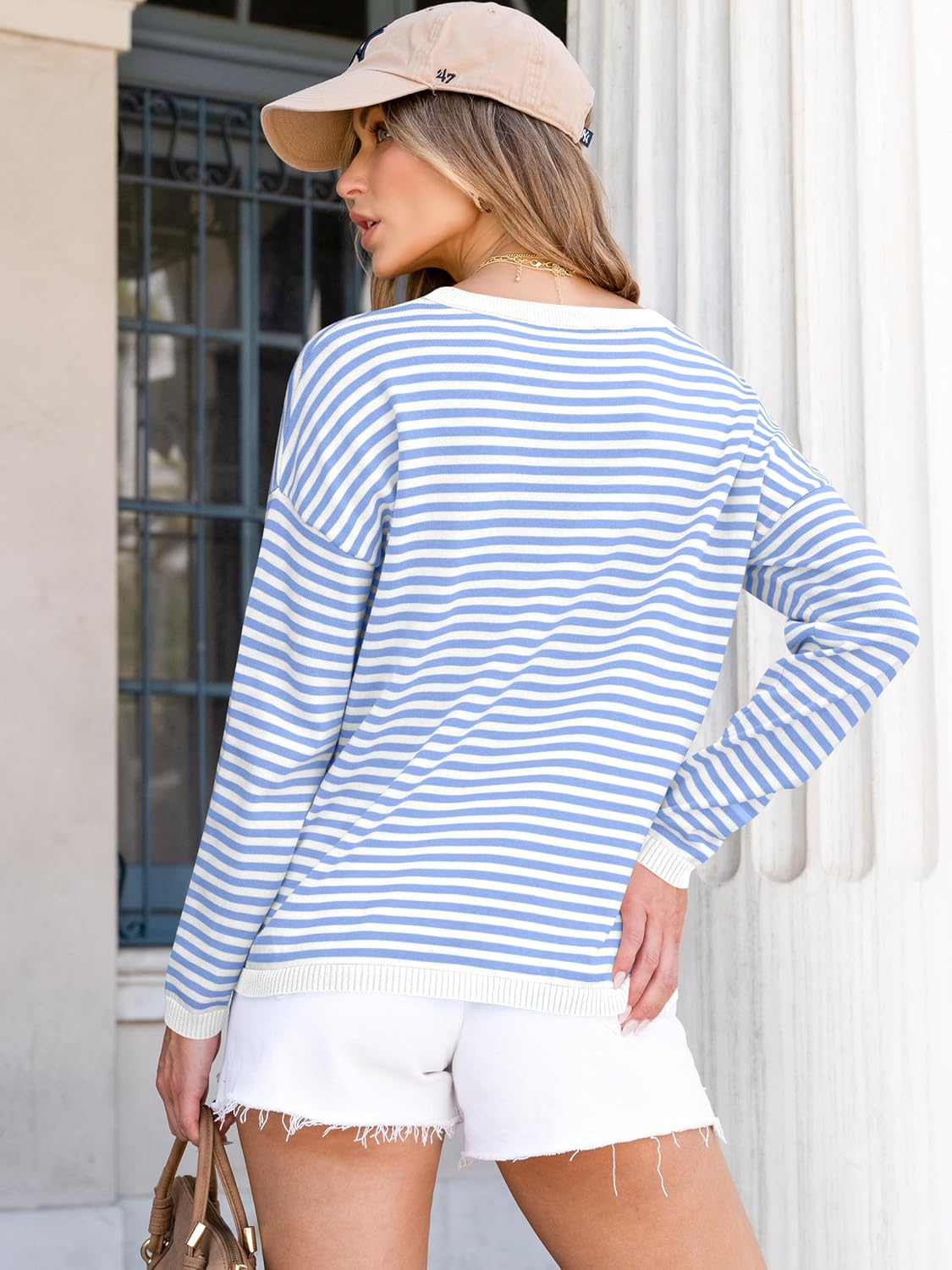 ANRABESS Womens Striped Sweaters Long Sleeve Top Crewneck Color Block Casual Loose Knitted Pullover Shirts 2025 Fall Outfits