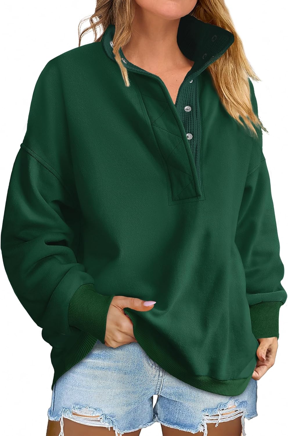 ANRABESS Womens Oversized Sweatshirt Long Sleeve Henley Pullover Tops 2025 Fall Casual Button Loose Fit Teens Fashion Outfits