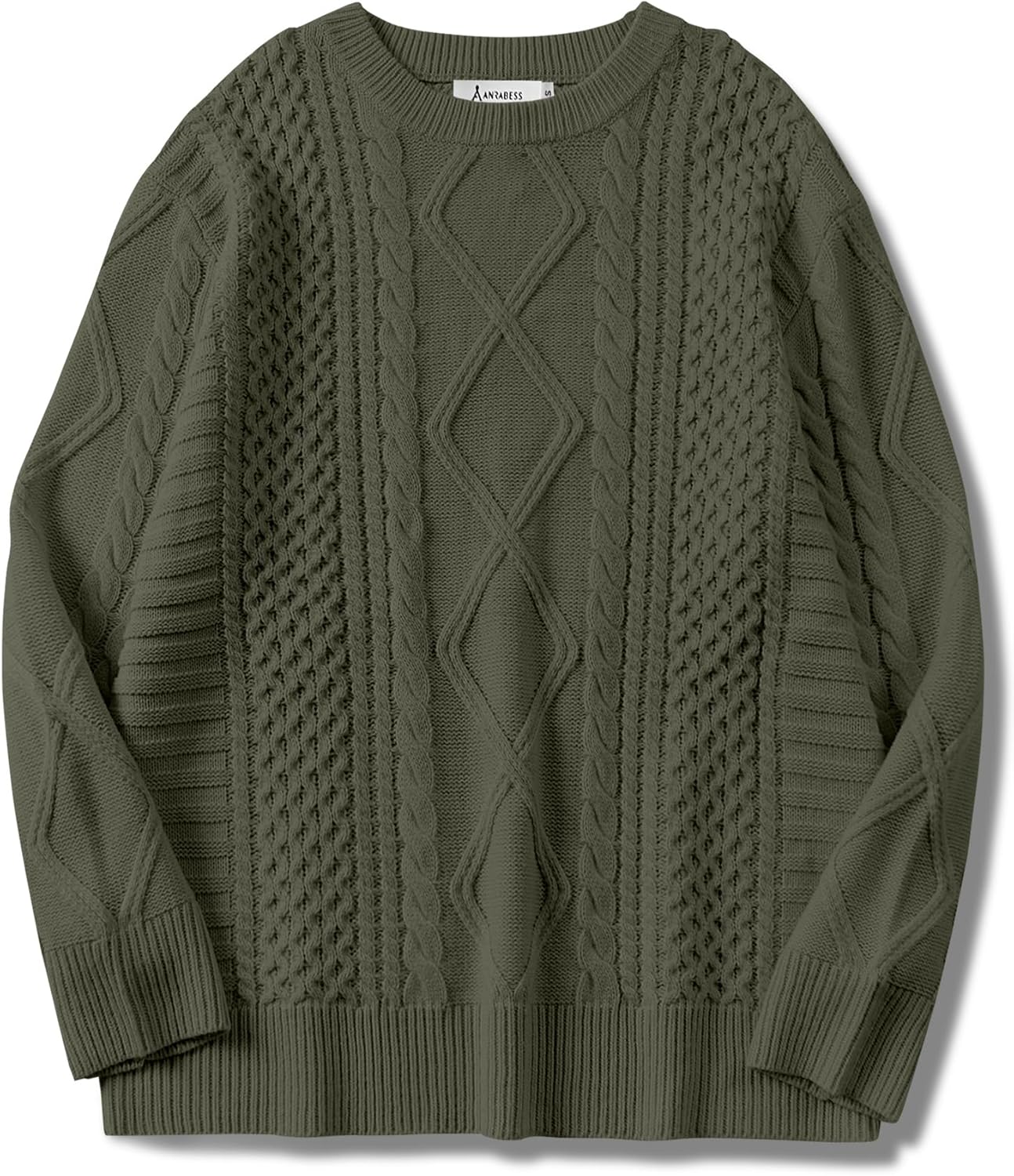 ANRABESS Sweaters for Women Oversized Cable Knit Fall Long Sleeve Crewneck Casual Pullover Sweater Tops 2025 Winter Outfits