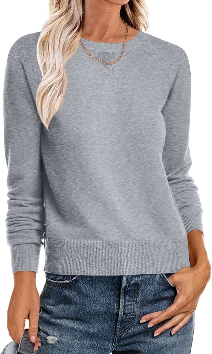 ANRABESS Sweater for Women Long Sleeve Crewneck 2025 Fall Winter Soft Loose Fit Basic Knit Pullover Sweaters Top Outfits