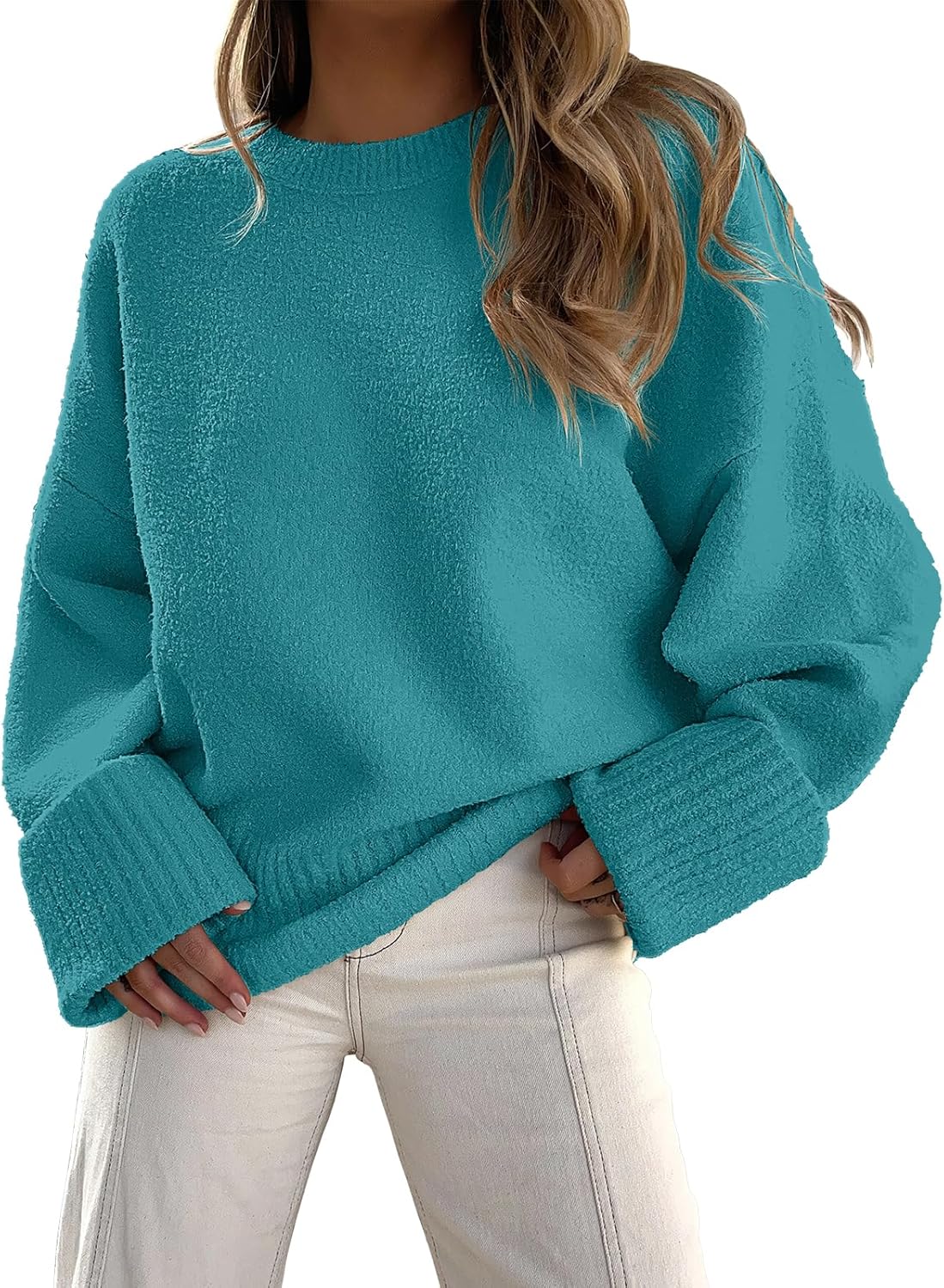 ANRABESS Women's Oversized Sweaters 2025 Long Sleeve Fuzzy Knit Casual Chunky Pullover Sweater Fall Outfits Clothes