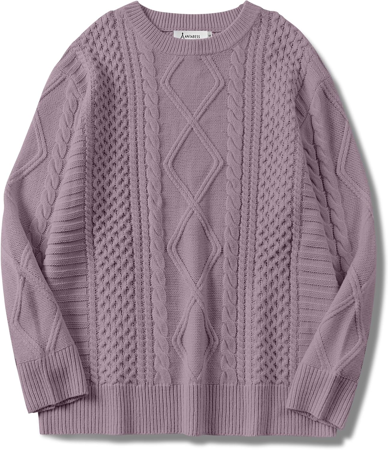 ANRABESS Sweaters for Women Oversized Cable Knit Fall Long Sleeve Crewneck Casual Pullover Sweater Tops 2025 Winter Outfits