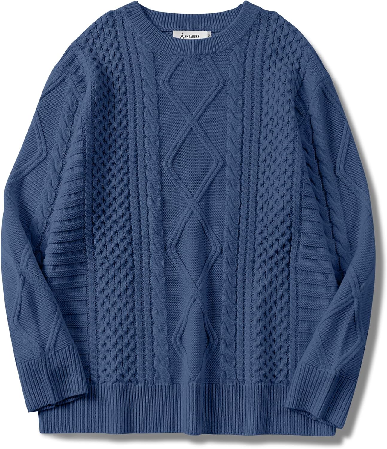 ANRABESS Sweaters for Women Oversized Cable Knit Fall Long Sleeve Crewneck Casual Pullover Sweater Tops 2025 Winter Outfits