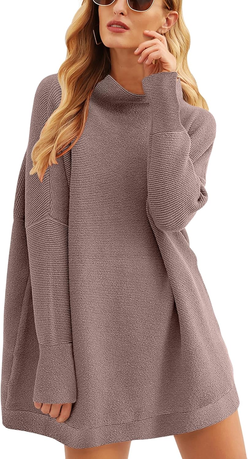 ANRABESS Women Oversized Casual Loose Turtleneck Long Sleeve Slouchy Baggy Knit Tunic Sweaters Pullover 2025 Fall Outfits