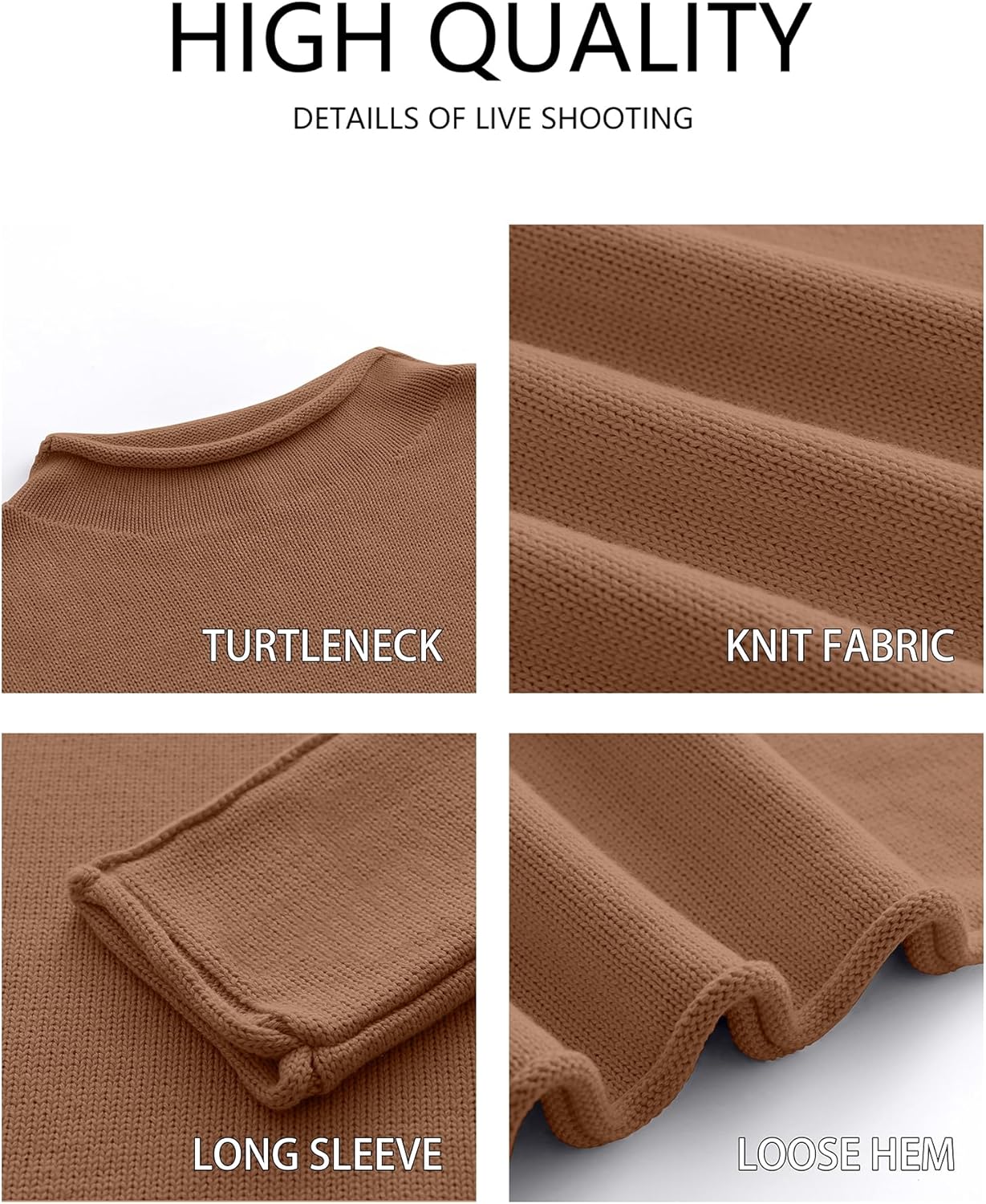 ANRABESS Women Casual Long Sleeve Mock Funnel Neck Knit Pullover Sweater Top 2025 Fall Fashion Outfits with Exposed Seam