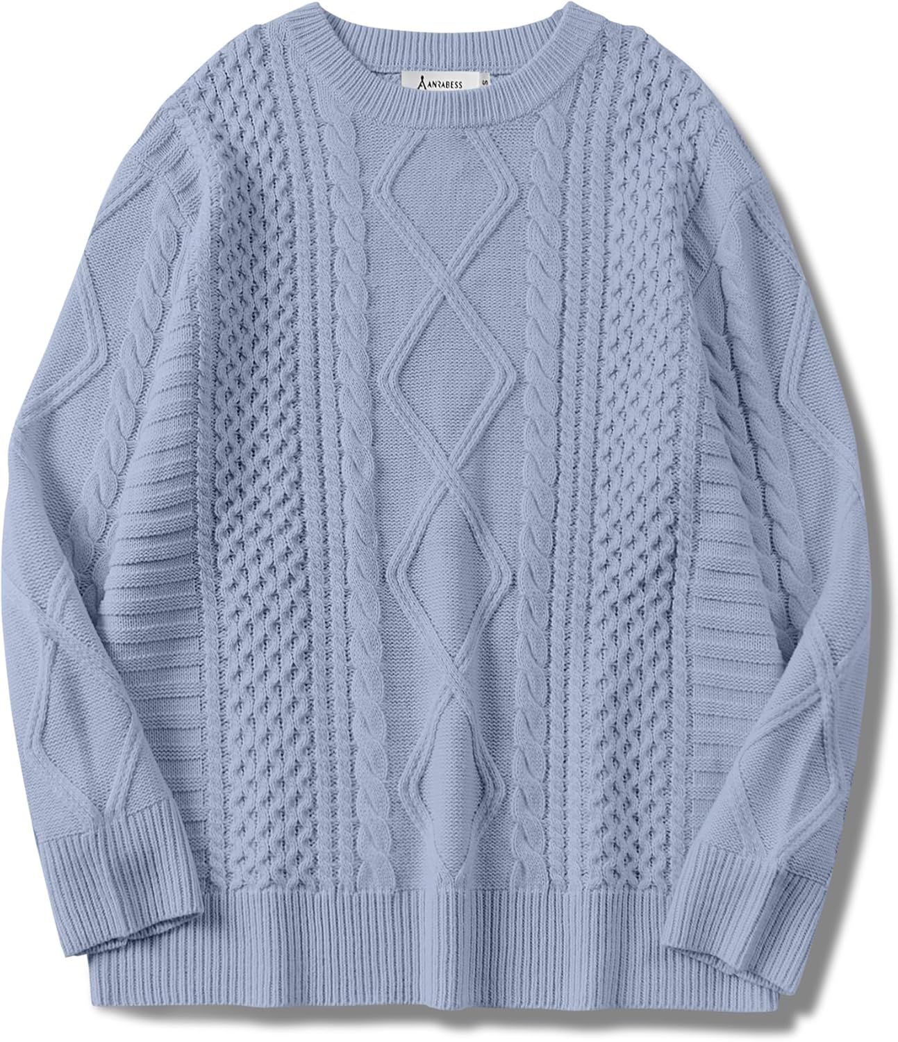 ANRABESS Sweaters for Women Oversized Cable Knit Fall Long Sleeve Crewneck Casual Pullover Sweater Tops 2025 Winter Outfits