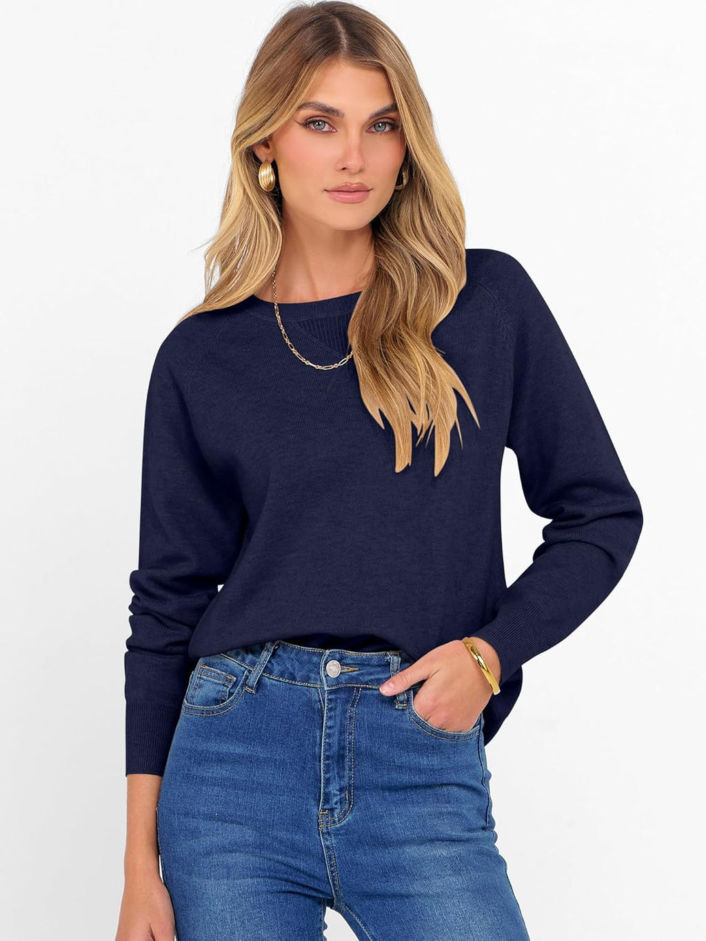 ANRABESS Sweater for Women Long Sleeve Crewneck 2025 Fall Winter Soft Loose Fit Basic Knit Pullover Sweaters Top Outfits