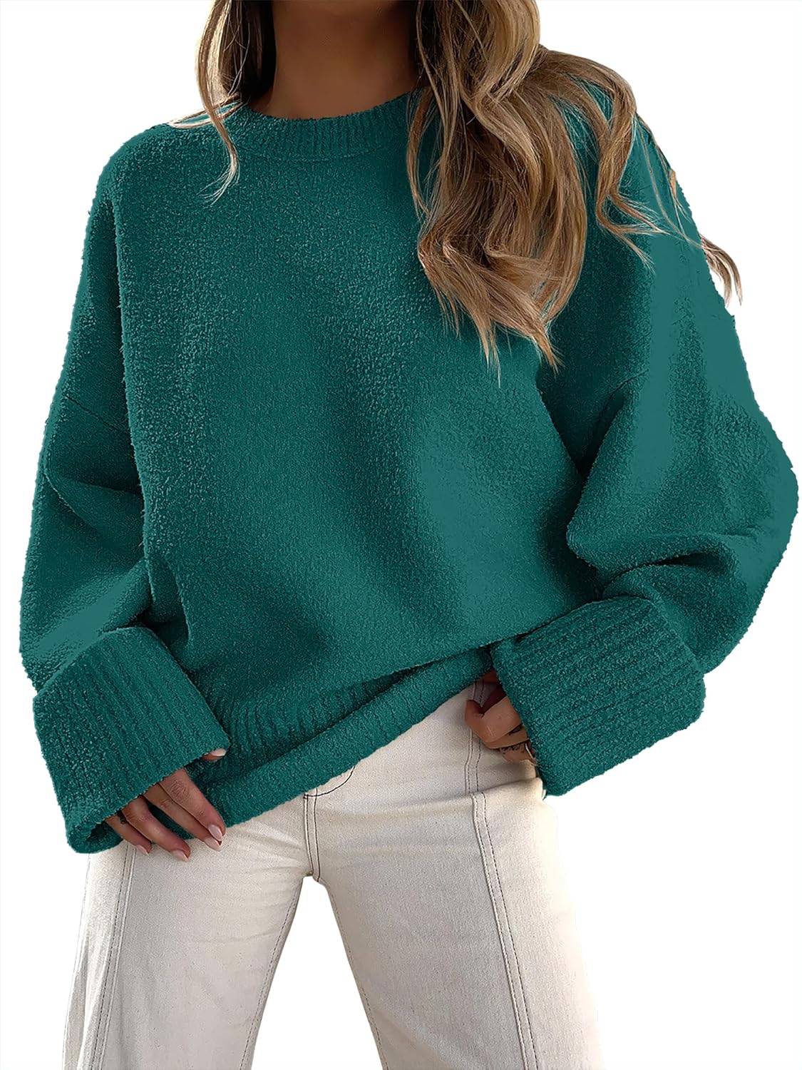 ANRABESS Women's Oversized Sweaters 2025 Long Sleeve Fuzzy Knit Casual Chunky Pullover Sweater Fall Outfits Clothes