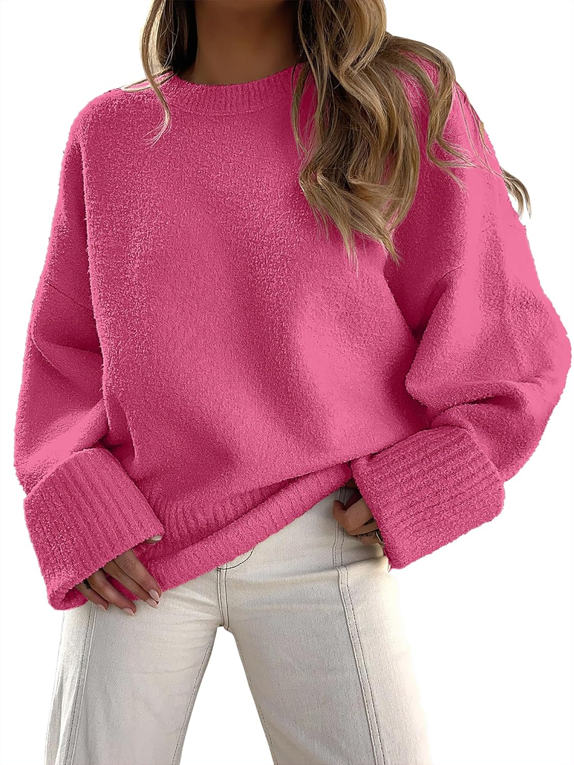 ANRABESS Women's Oversized Sweaters 2025 Long Sleeve Fuzzy Knit Casual Chunky Pullover Sweater Fall Outfits Clothes