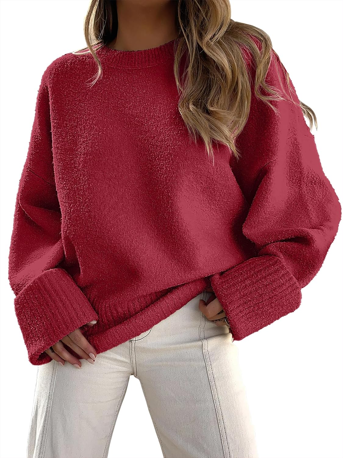 ANRABESS Women's Oversized Sweaters 2025 Long Sleeve Fuzzy Knit Casual Chunky Pullover Sweater Fall Outfits Clothes