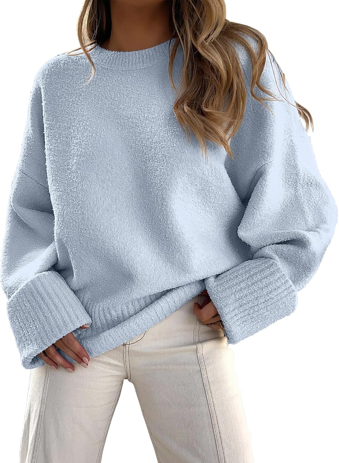 ANRABESS Women's Oversized Sweaters 2025 Long Sleeve Fuzzy Knit Casual Chunky Pullover Sweater Fall Outfits Clothes