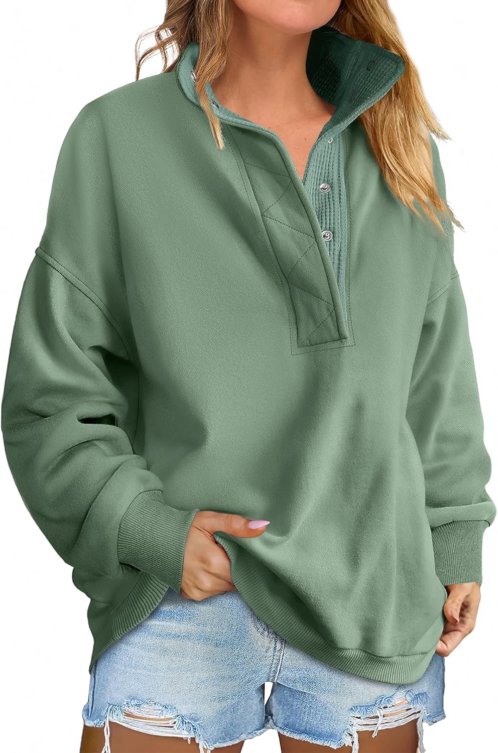 ANRABESS Womens Oversized Sweatshirt Long Sleeve Henley Pullover Tops 2025 Fall Casual Button Loose Fit Teens Fashion Outfits