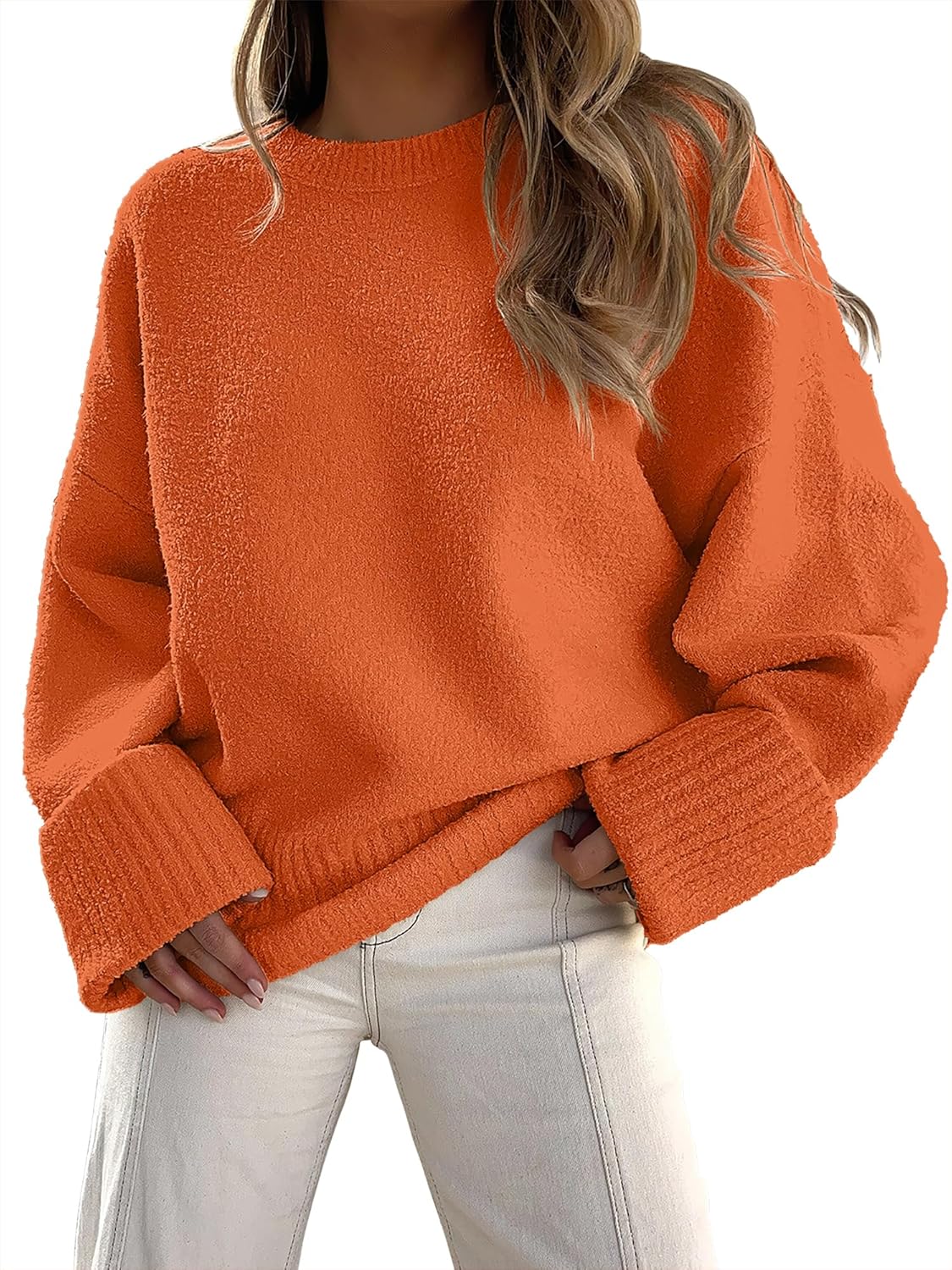 ANRABESS Women's Oversized Sweaters 2025 Long Sleeve Fuzzy Knit Casual Chunky Pullover Sweater Fall Outfits Clothes