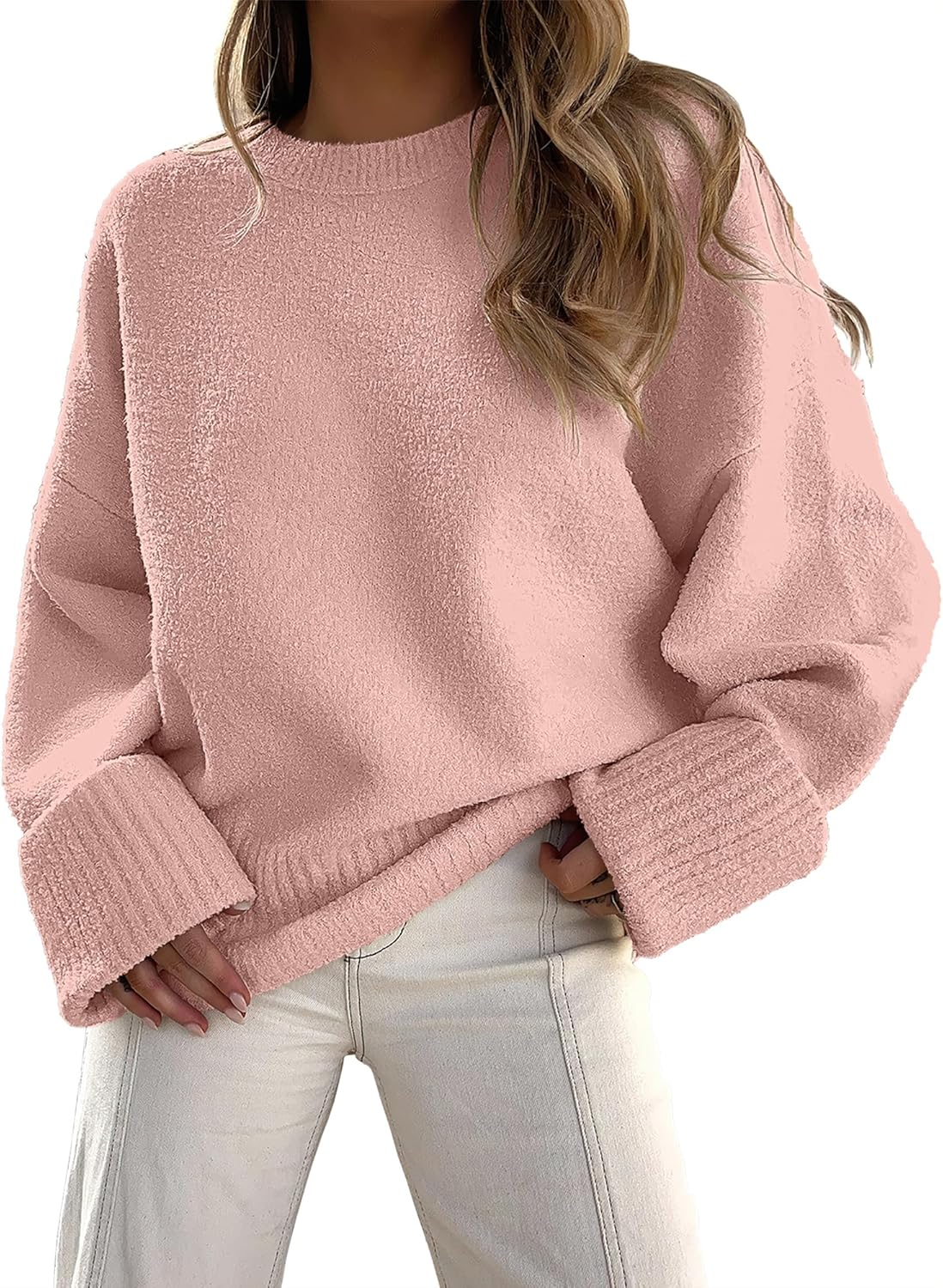 ANRABESS Women's Oversized Sweaters 2025 Long Sleeve Fuzzy Knit Casual Chunky Pullover Sweater Fall Outfits Clothes
