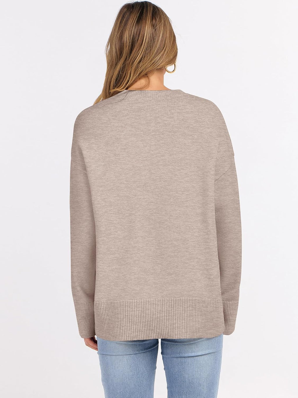 ANRABESS Sweaters for Women 2025 Fall Long Sleeve Casual Loose Fit Knitted High Low Hem Basic Pullover Sweater Tops