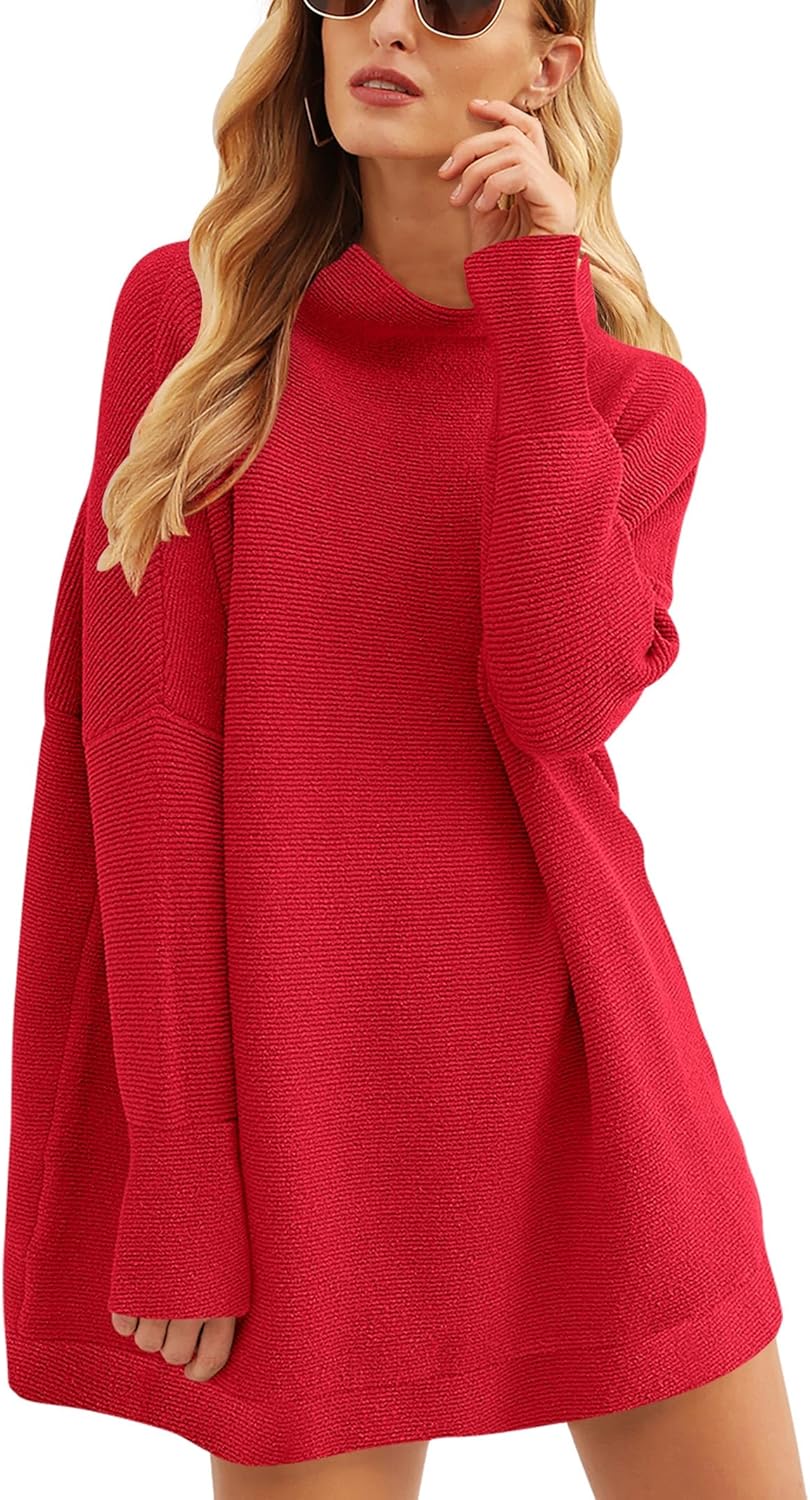 ANRABESS Women Oversized Casual Loose Turtleneck Long Sleeve Slouchy Baggy Knit Tunic Sweaters Pullover 2025 Fall Outfits