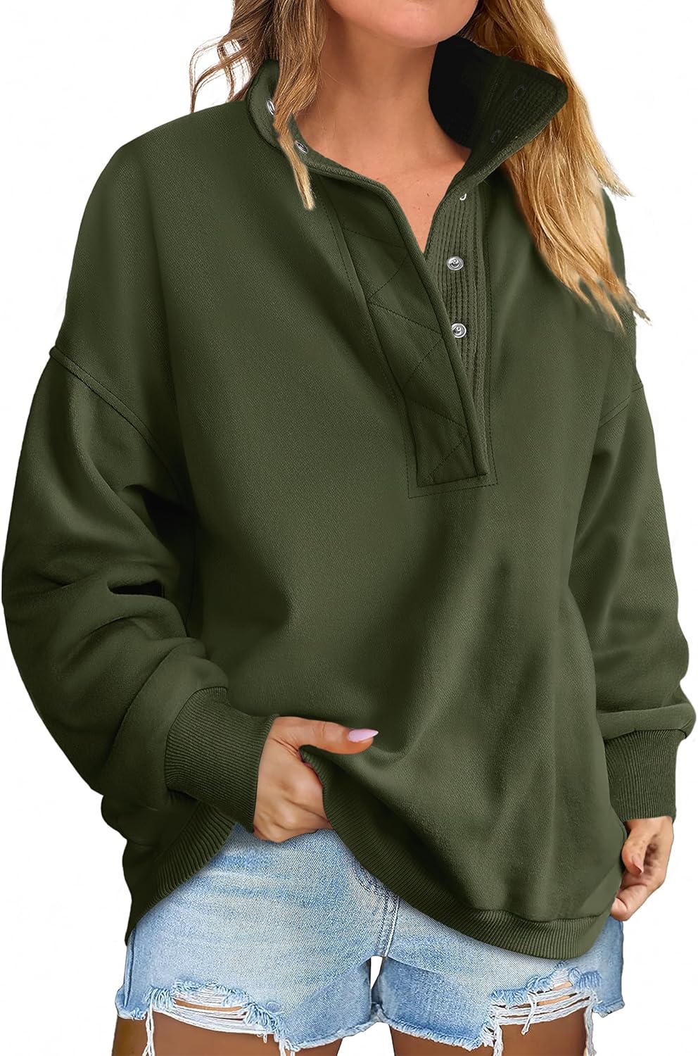 ANRABESS Womens Oversized Sweatshirt Long Sleeve Henley Pullover Tops 2025 Fall Casual Button Loose Fit Teens Fashion Outfits