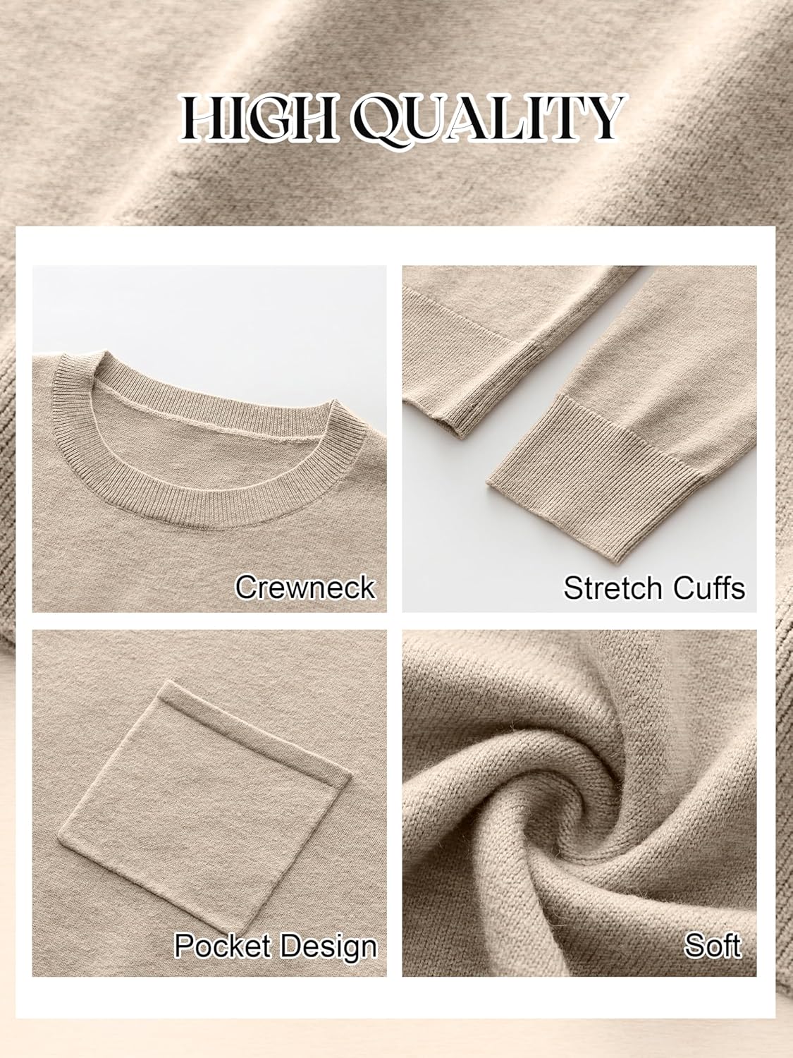 ANRABESS Oversized Sweaters for Women Casual Crewneck Knit Lightweight Chest Pocket Pullover Top 2025 Fall Travel Outfits