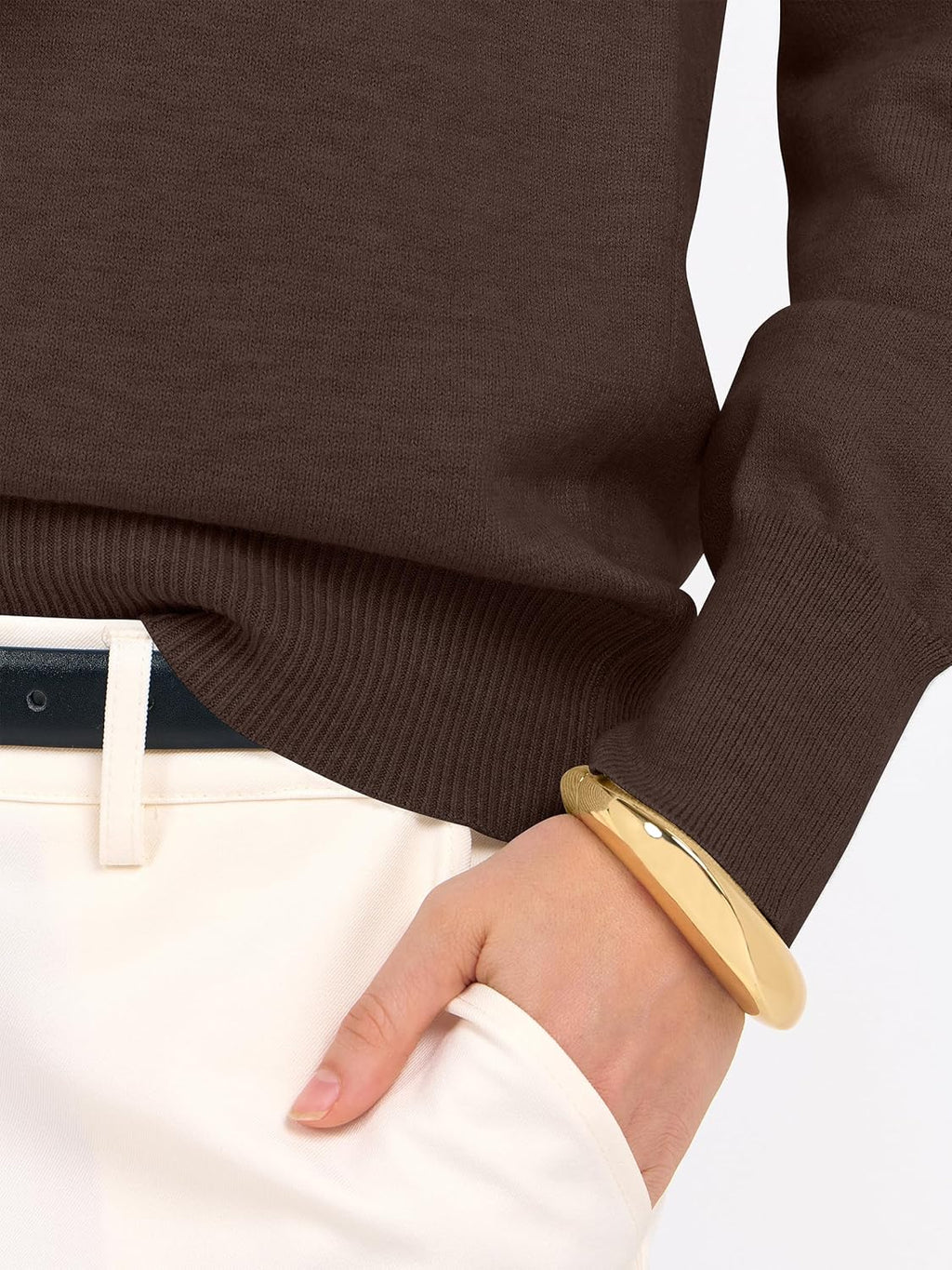 ANRABESS Womens Long Sleeve V Neck Sweaters 2025 Fall Casual Classic Soft Loose Fit Basic Pullover Jumper Top