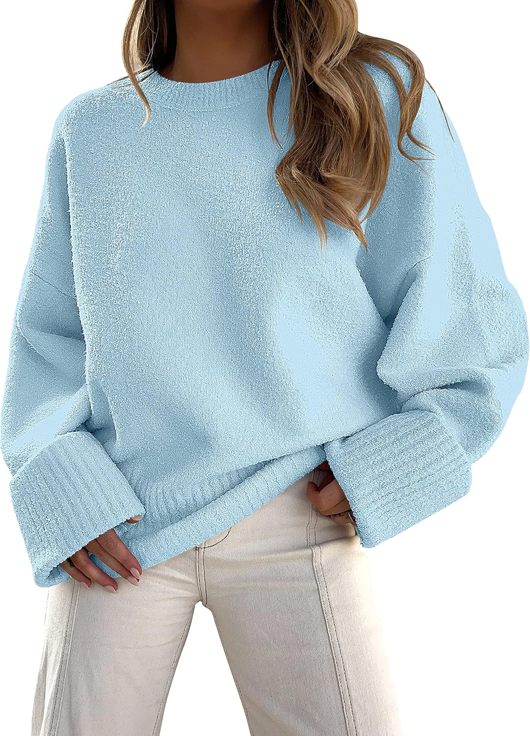 ANRABESS Women's Oversized Sweaters 2025 Long Sleeve Fuzzy Knit Casual Chunky Pullover Sweater Fall Outfits Clothes